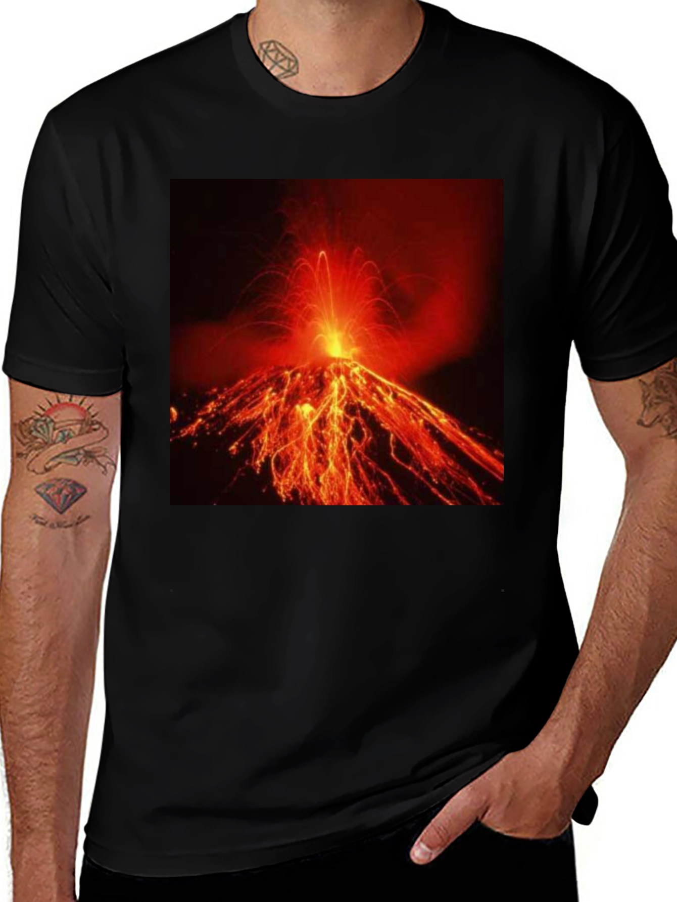 Variant 2 of Volcano Graphic Print Black T-Shirt