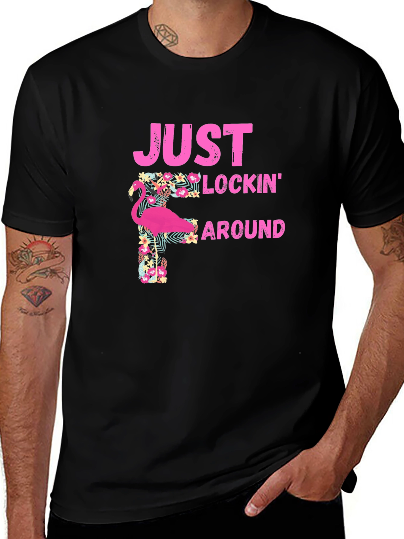 Variant 14 of Just Flockin' Around Flamingo Graphic Tee