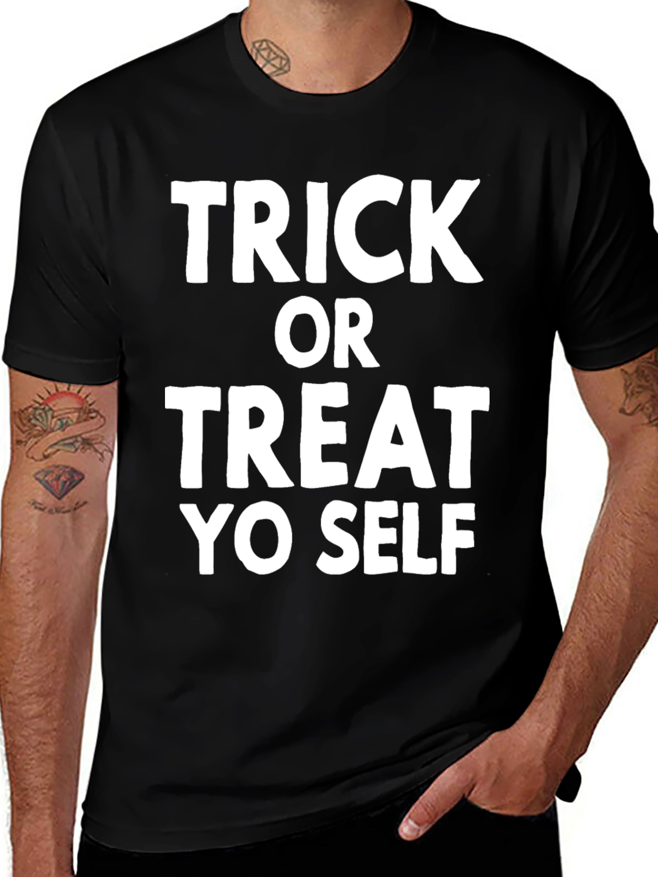 Trick Or Treat Yo Self Black Graphic Tee