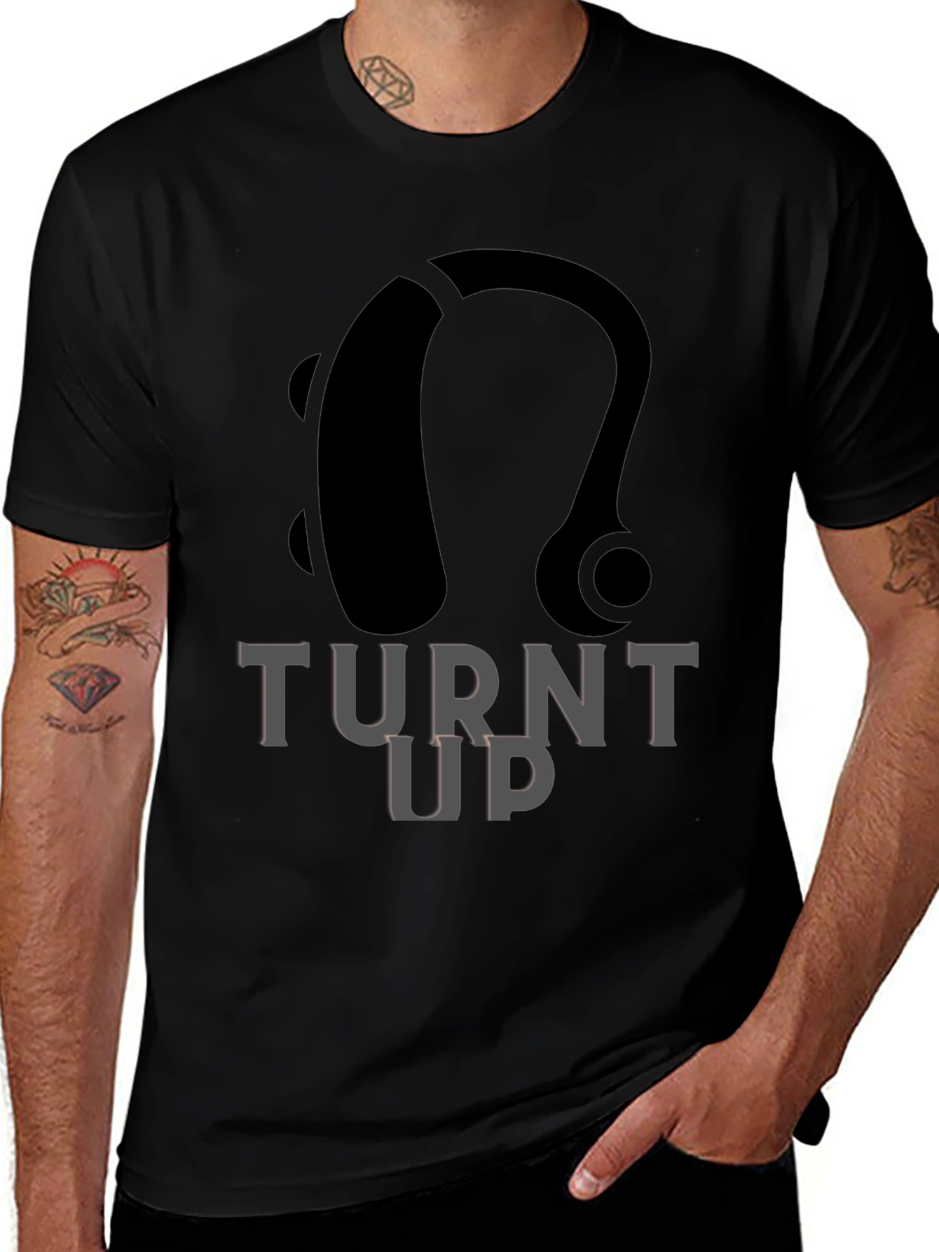 Turnt Up Hearing Aid Black Graphic Tee