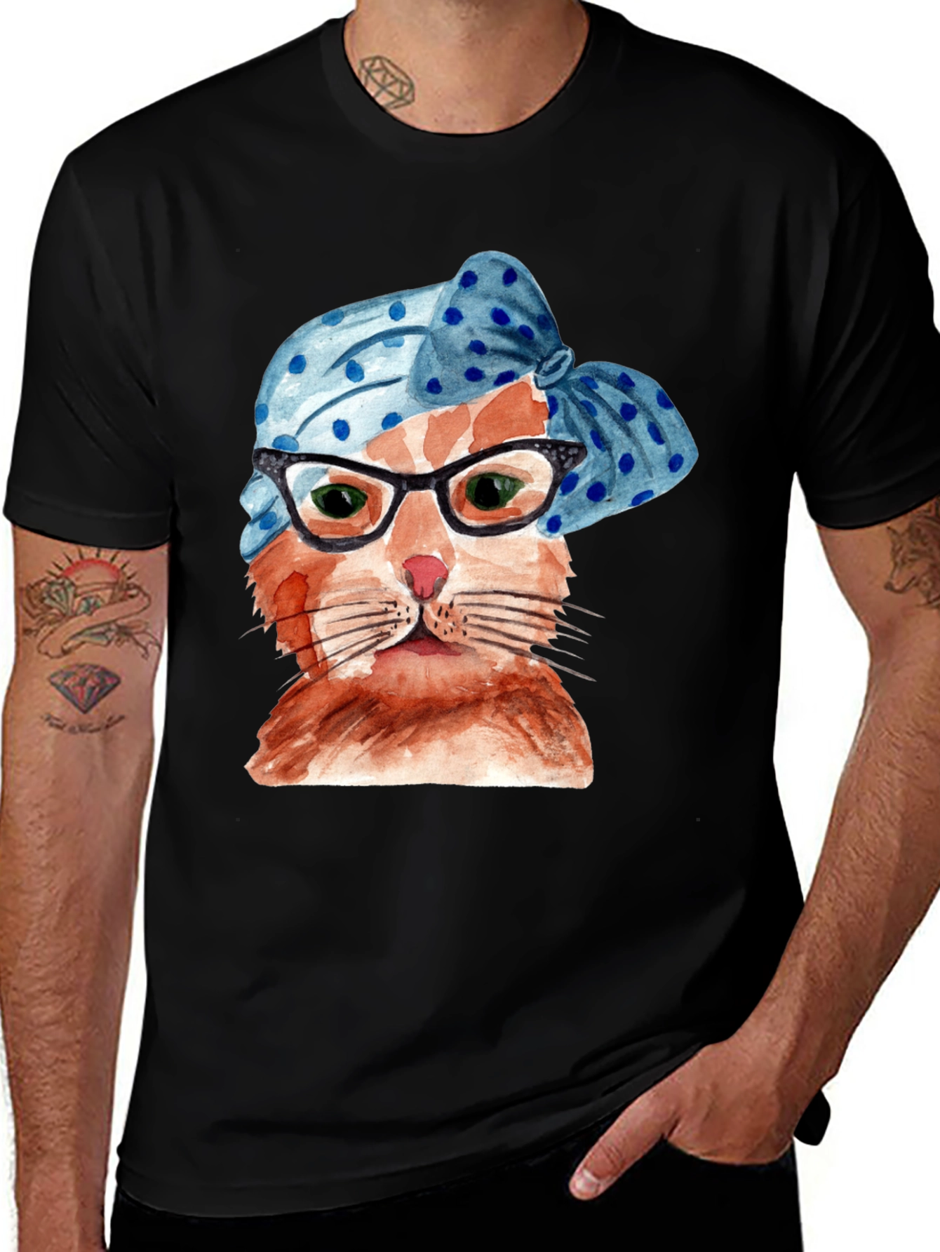 Variant 5 of Cat with Headscarf Graphic T-Shirt