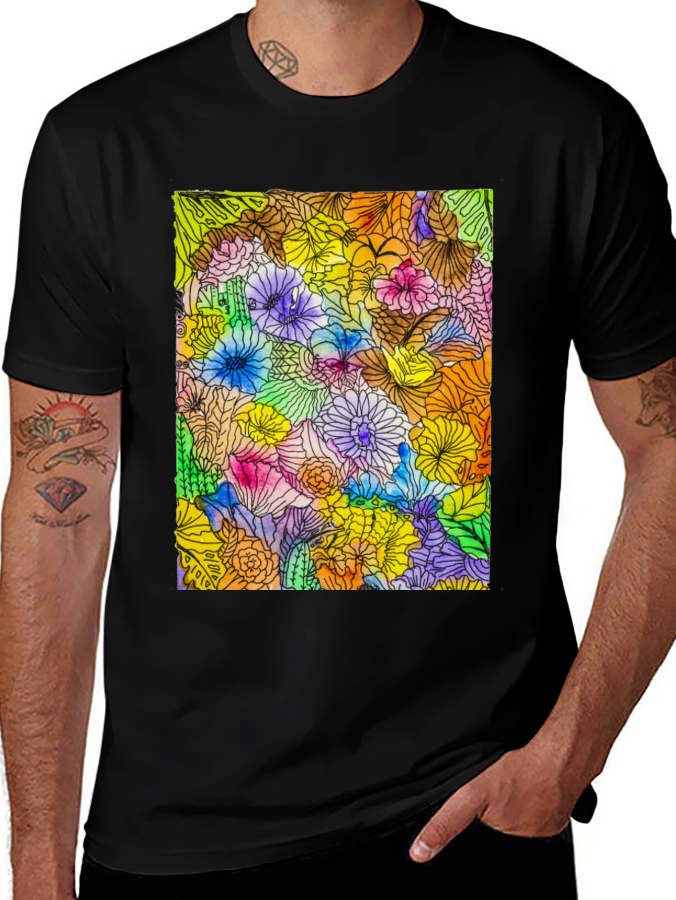 Variant 29 of Floral Burst Graphic Tee - Vibrant & Unique