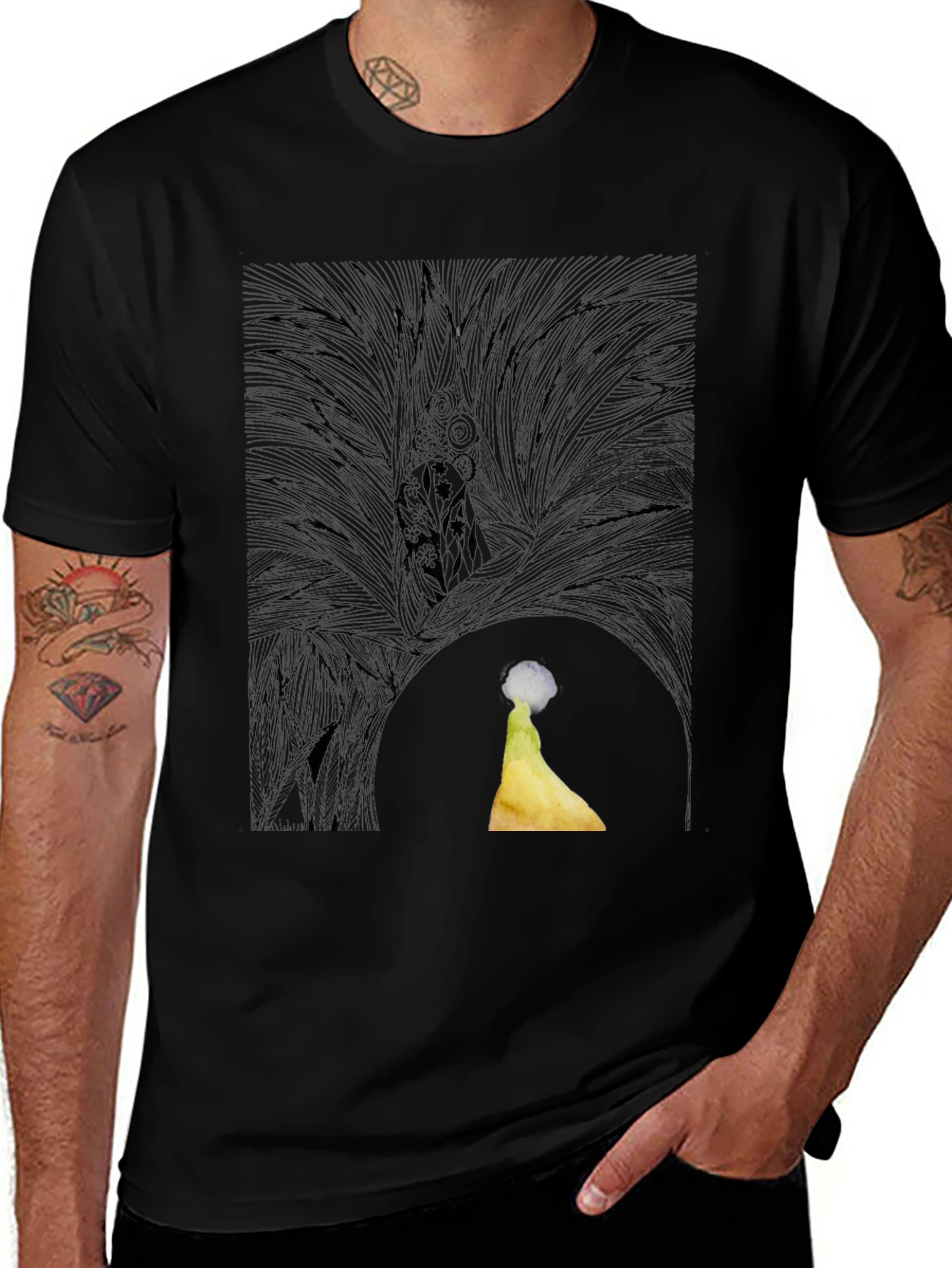 Variant 26 of Abstract Graphic Print Black Casual T-Shirt