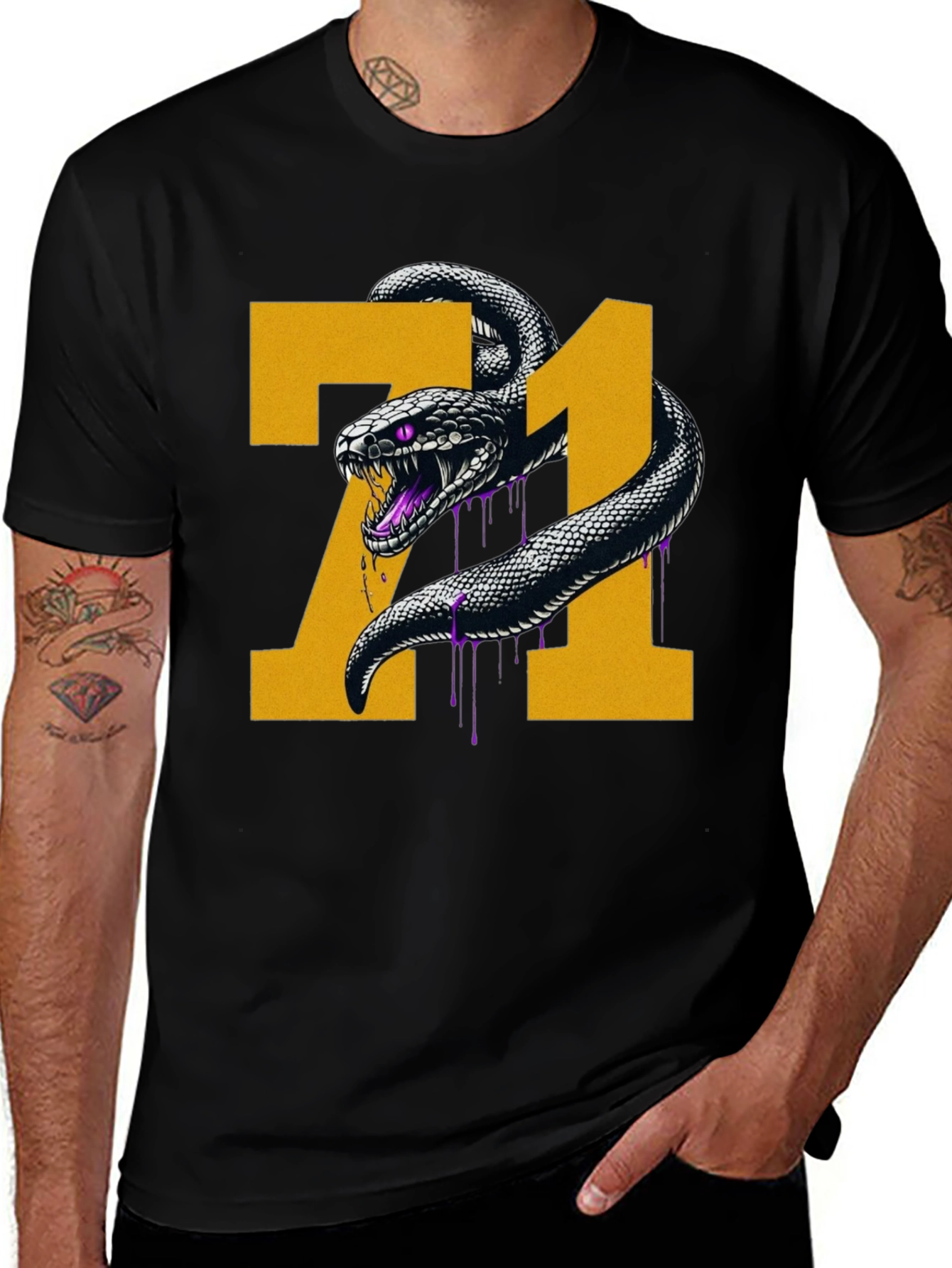 71 Snake Graphic Tee - Men's Black T-Shirt