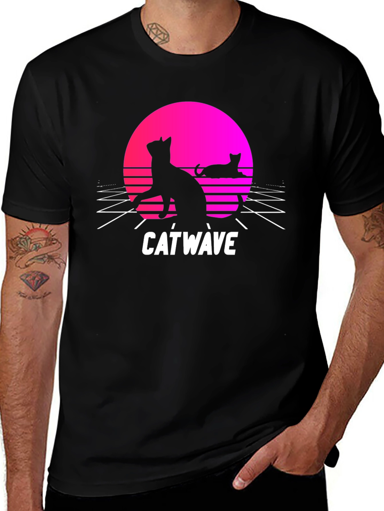 Catwave T-Shirt - Retro Synthwave Cats