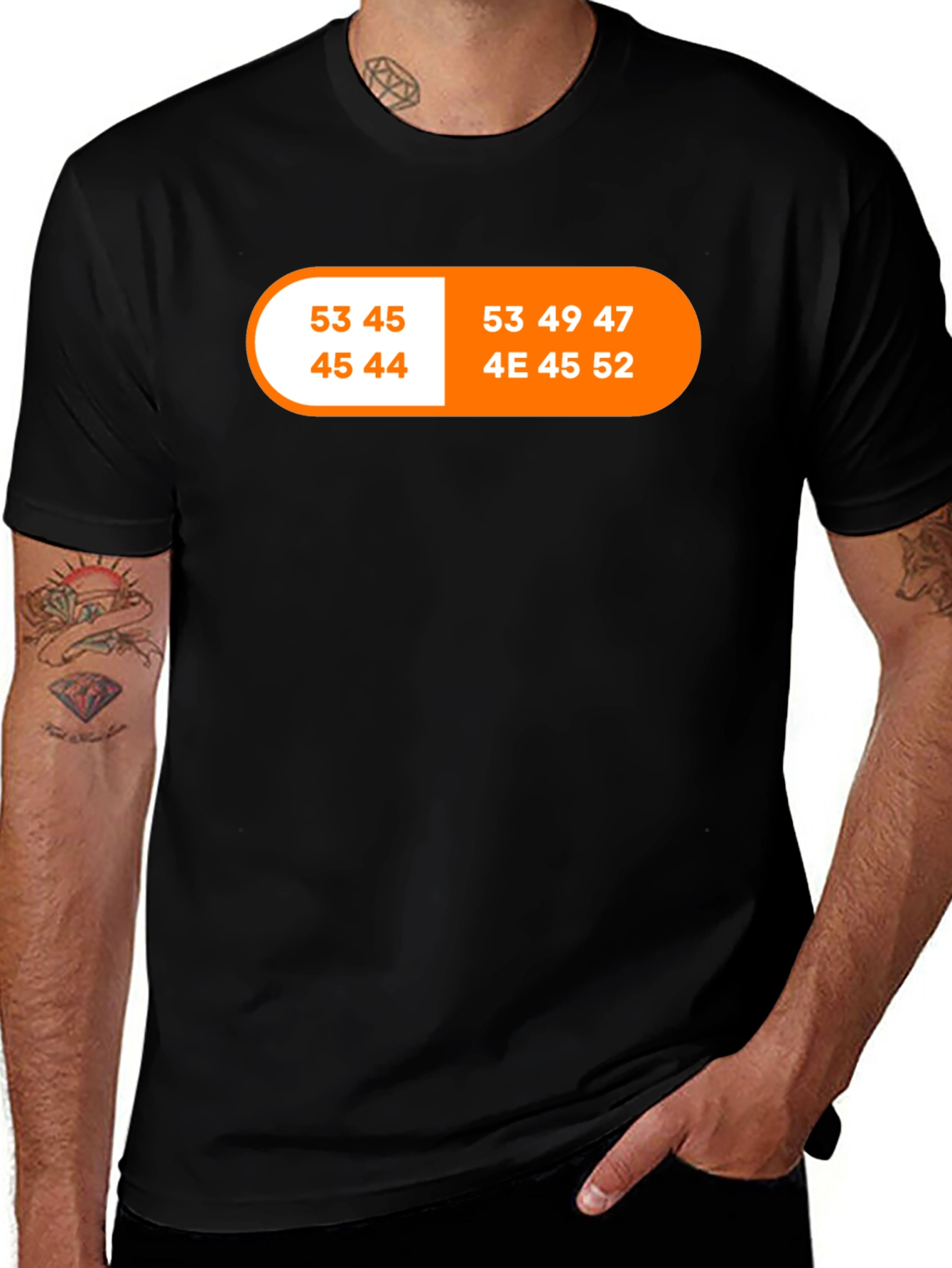 Numerical Code Pill T-Shirt, Black