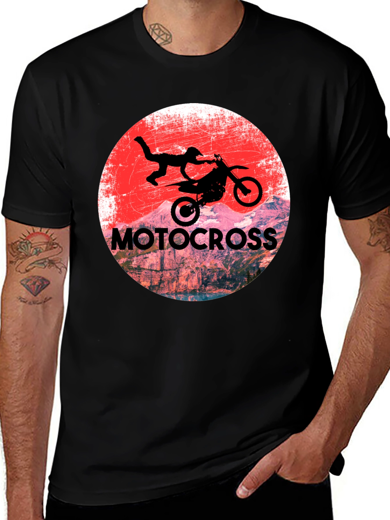 Variant 9 of Motocross Rider Graphic T-Shirt - Black