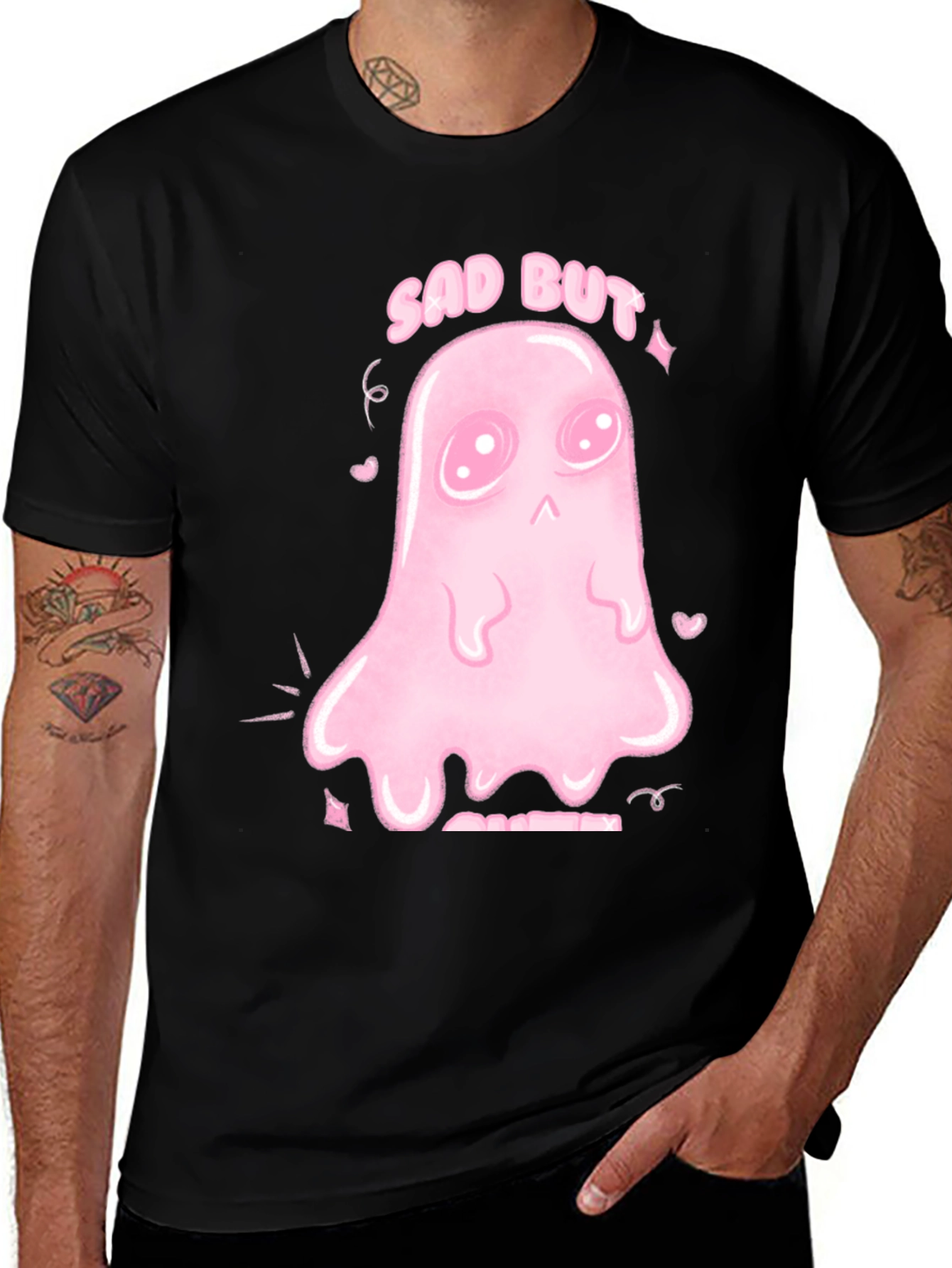 Variant 17 of Sad But Cute Kawaii Pink Ghost T-Shirt