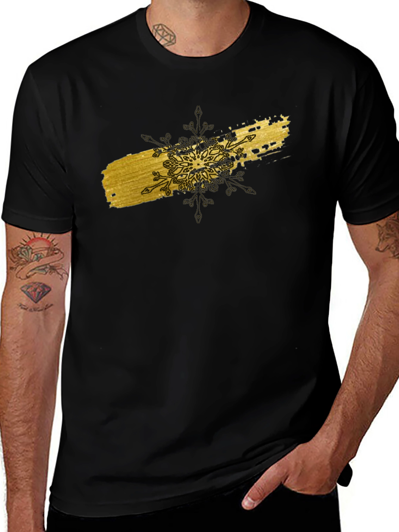 Variant 25 of Modern Art Black T-Shirt with Gold Accent