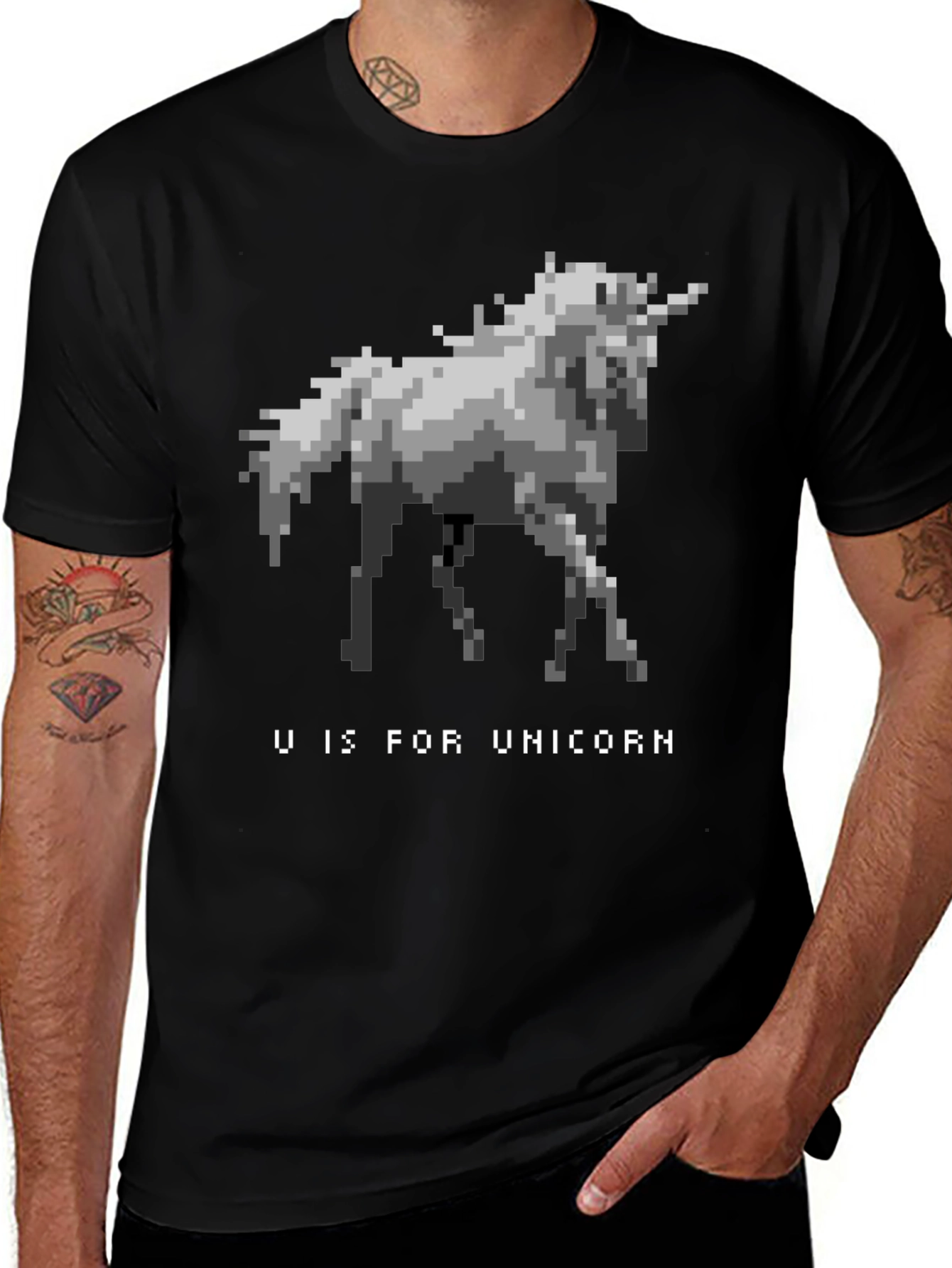 Variant 22 of Pixel Unicorn Graphic T-Shirt - U is for Unicorn Tee