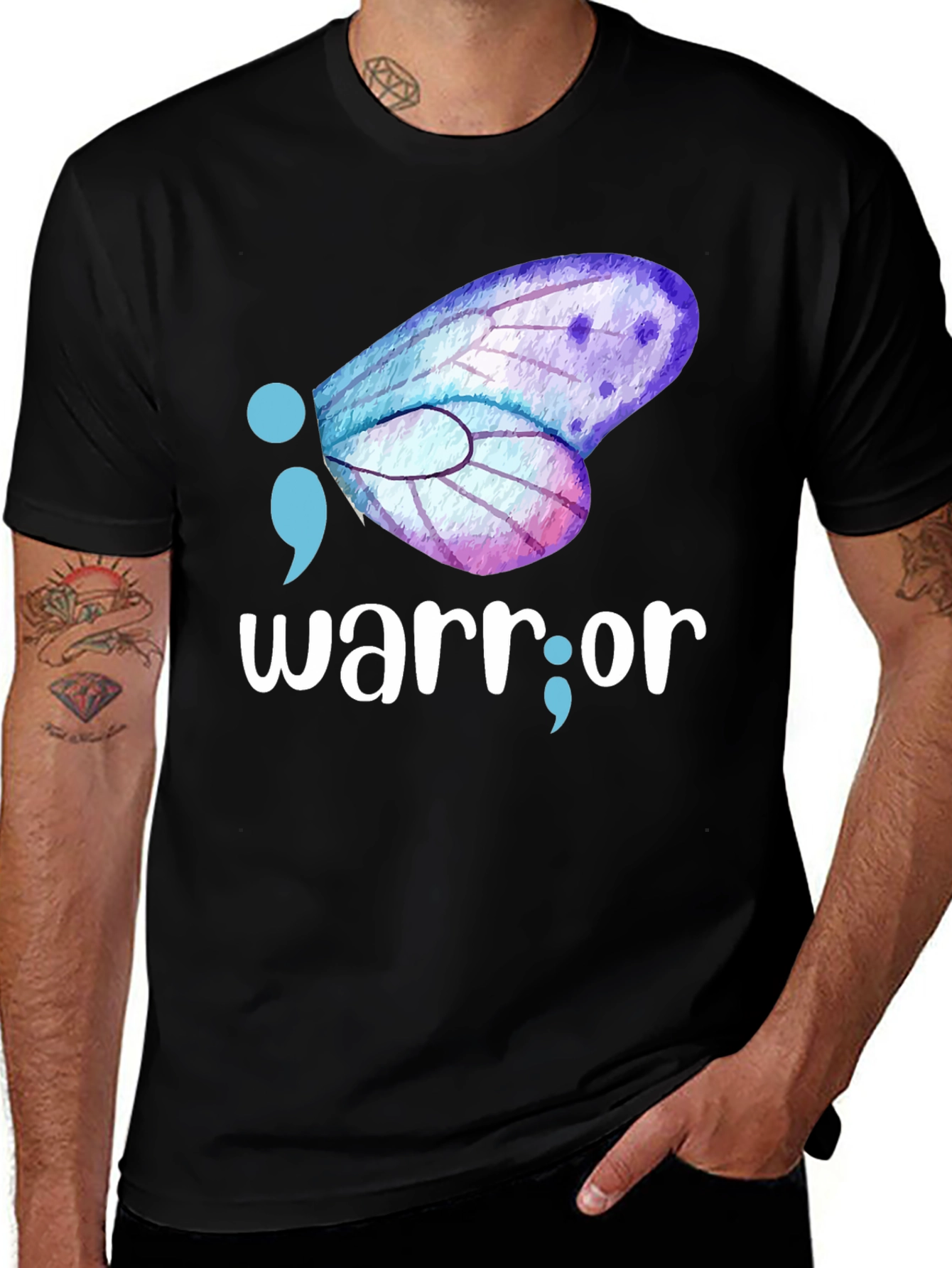Variant 4 of Warrior Semipcolon Butterfly Graphic Tee