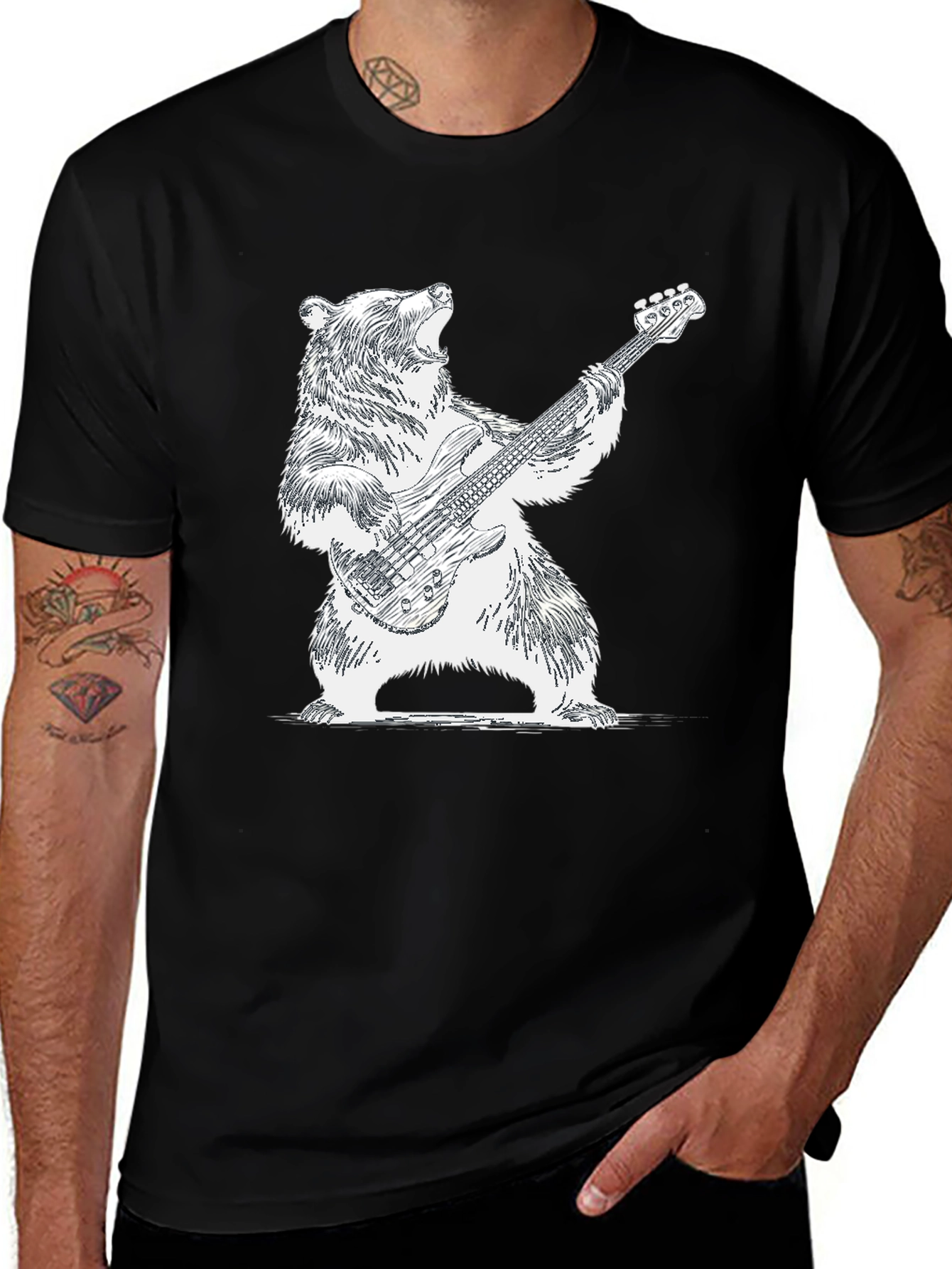 Variant 18 of Bear Playing Guitar Graphic Tee