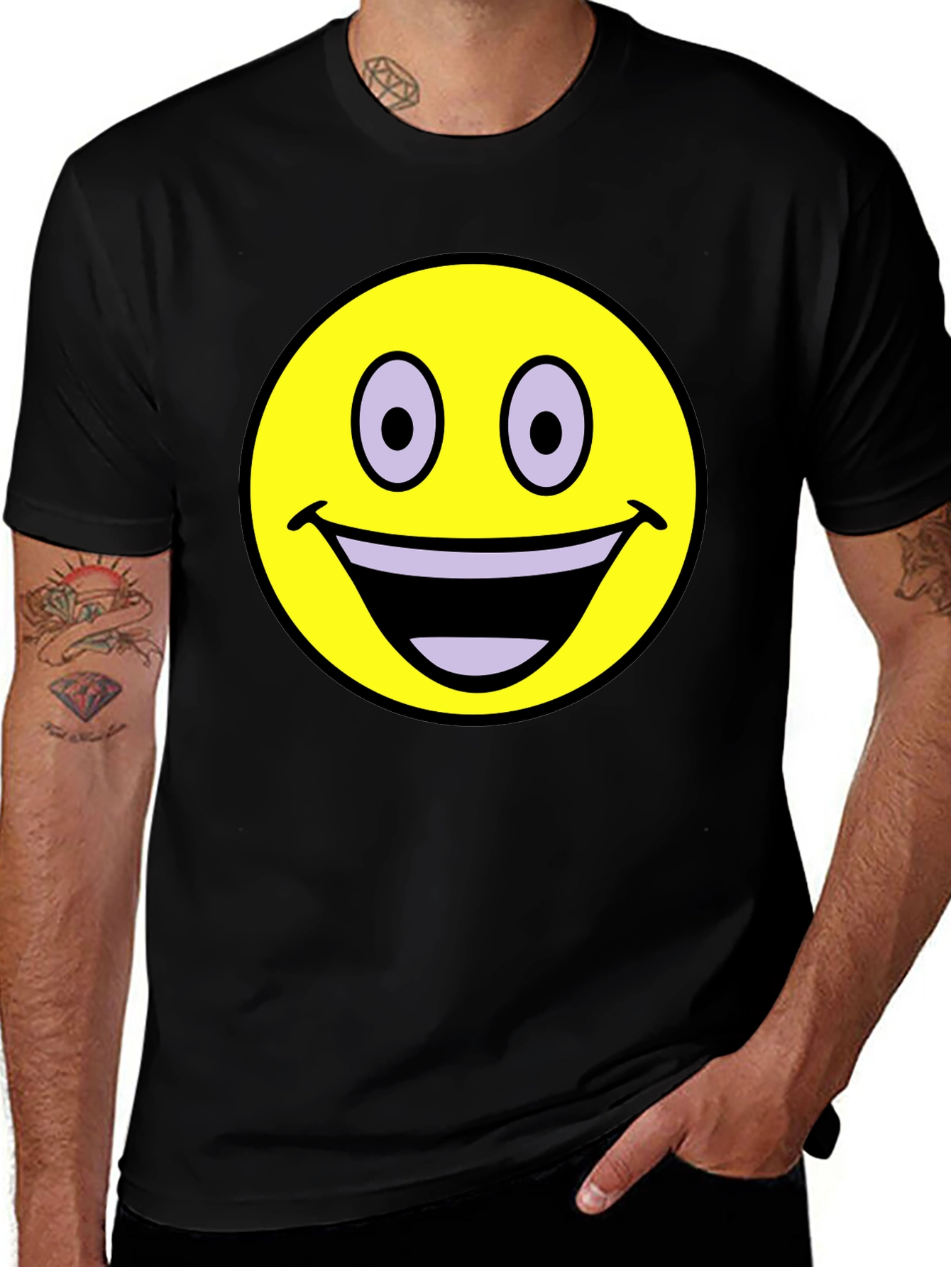 Variant 13 of Smiley Face Graphic T-Shirt - Black