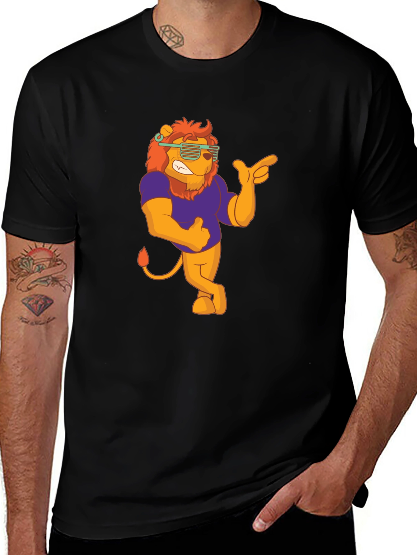 Variant 29 of Cool Lion Graphic Tee - Black Cotton T-Shirt
