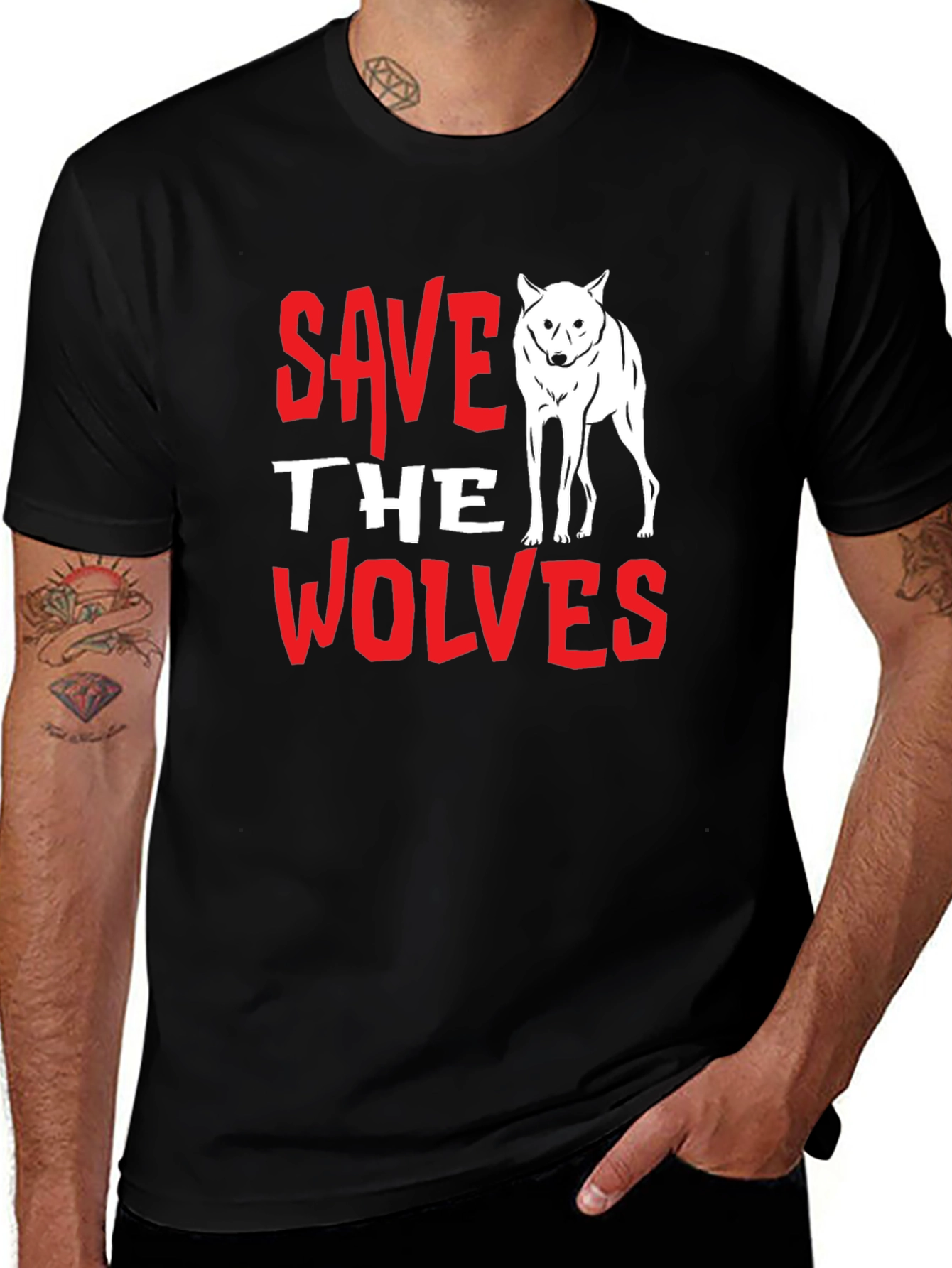 Variant 4 of Save the Wolves Graphic Tee - Black