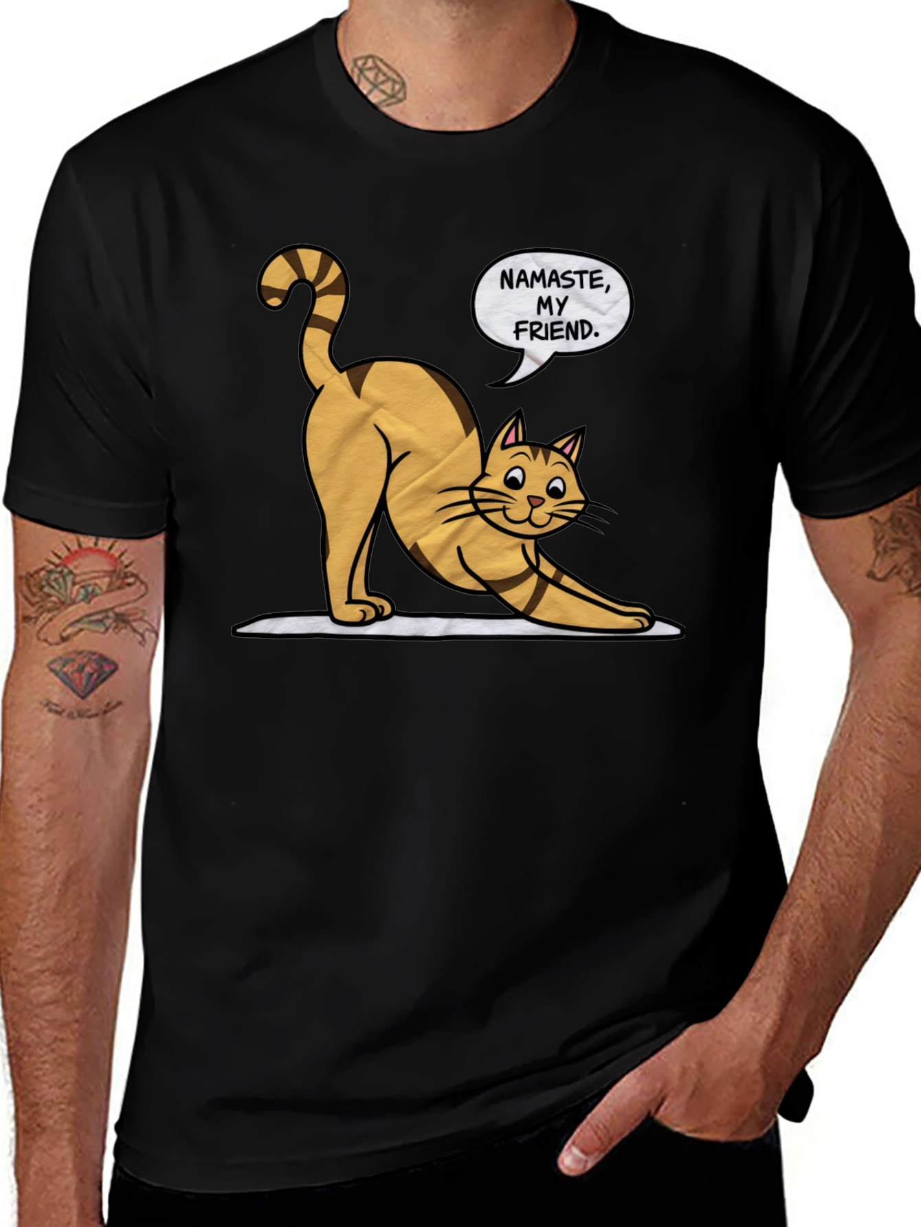 Variant 20 of Namaste Cat Graphic T-Shirt - Yoga Kitten Tee