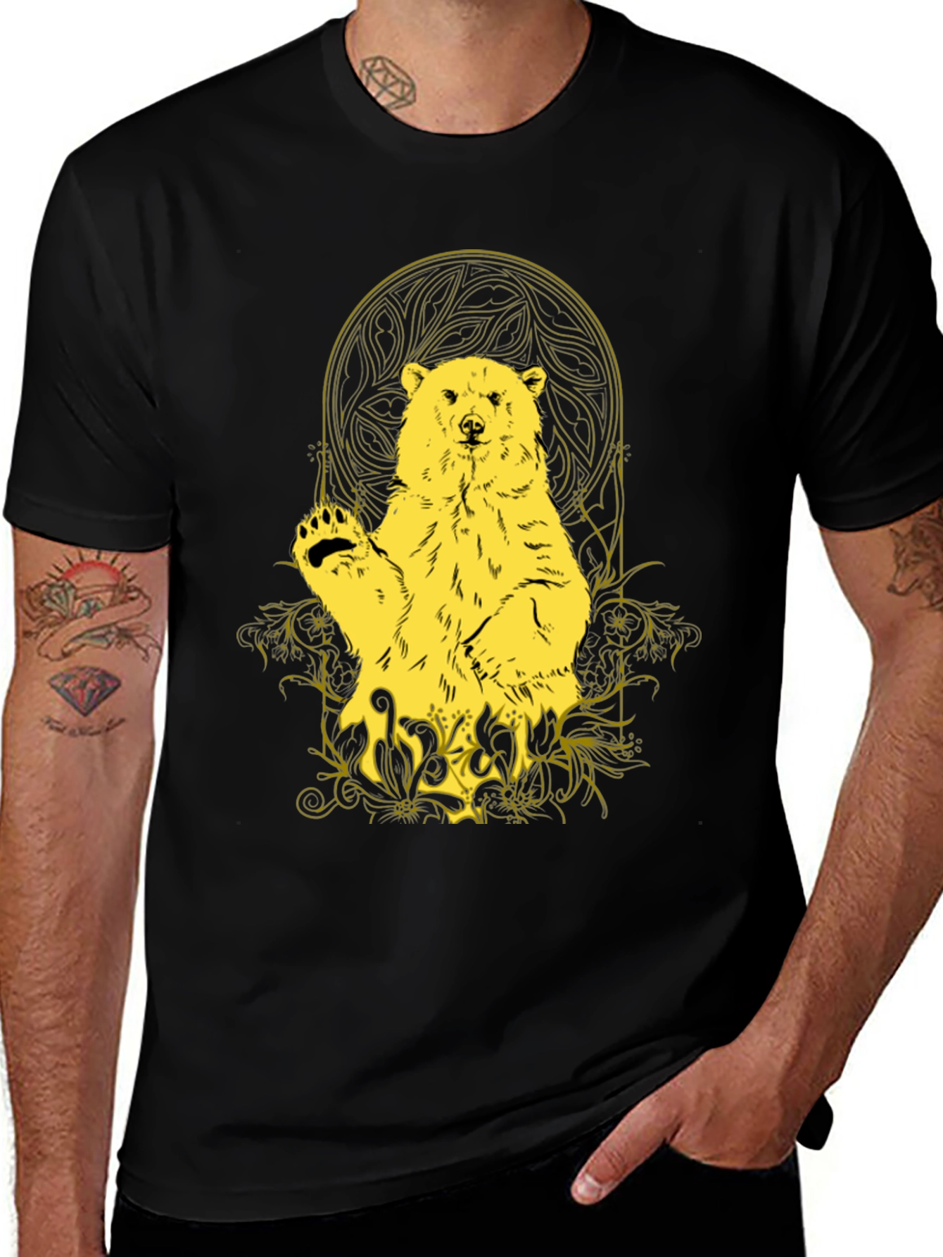 Variant 28 of Bear Graphic Tee - Black Casual T-Shirt