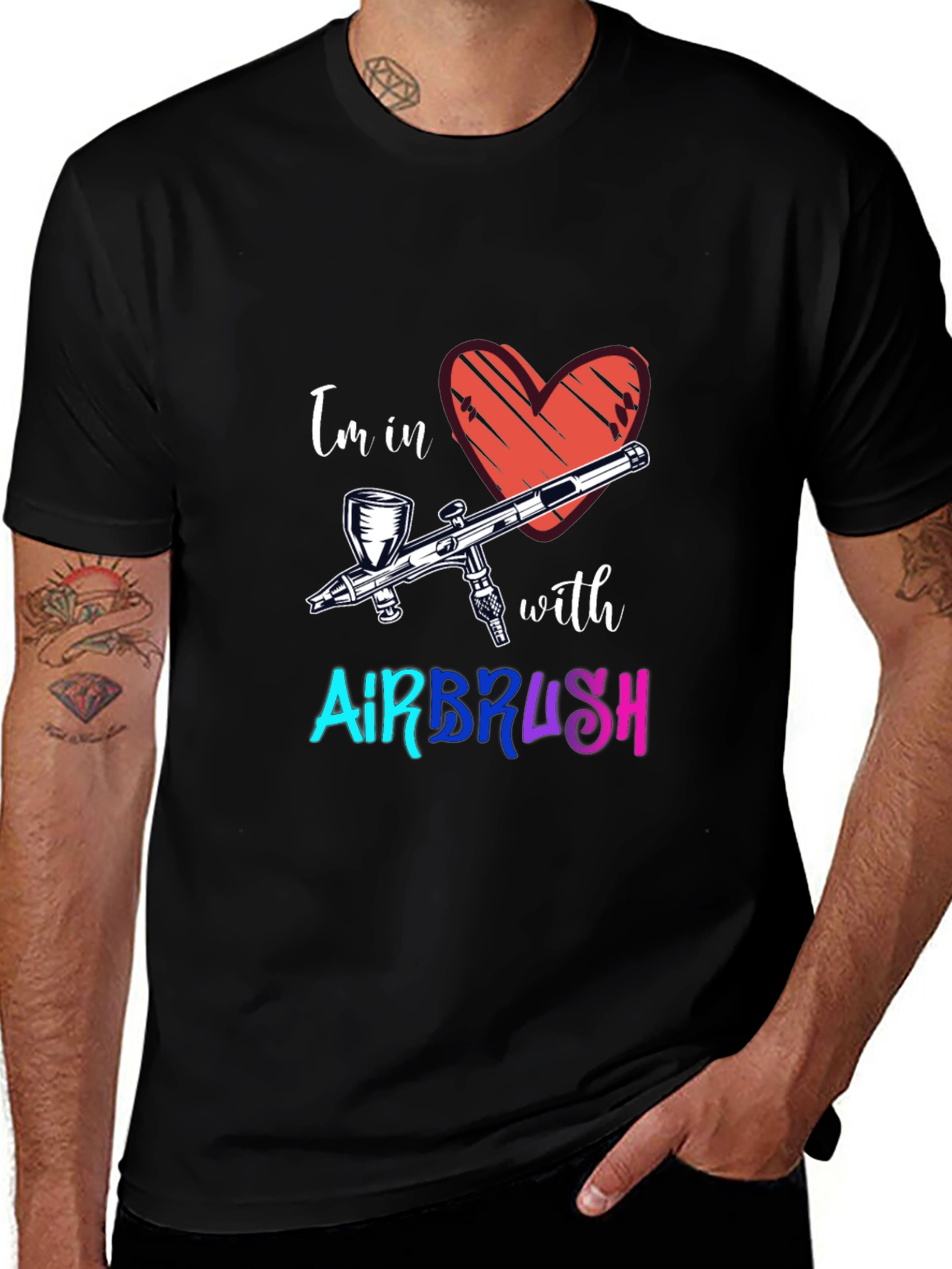 Variant 9 of Airbrush Love Graphic Tee - Cool Artist Shirt