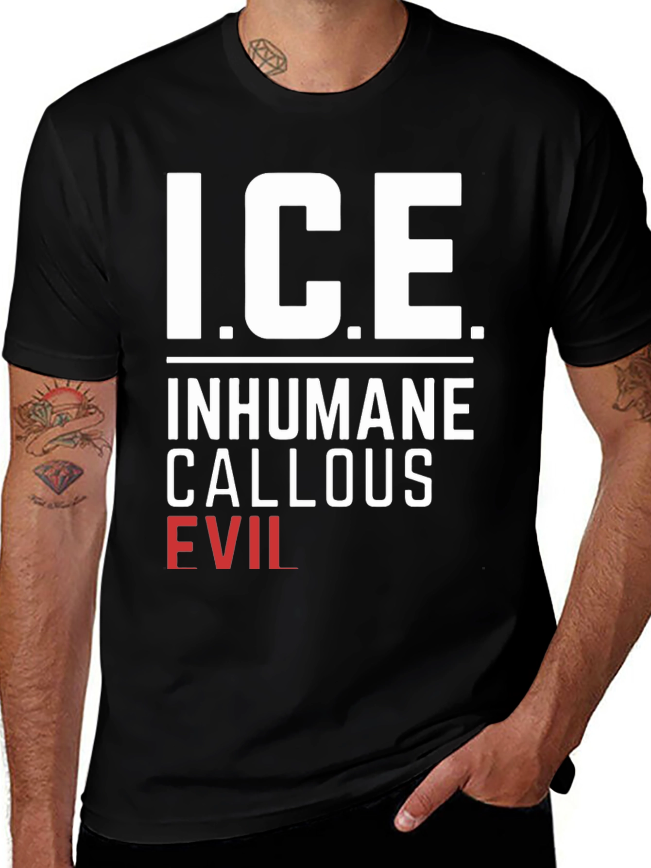 Variant 29 of I.C.E. T-Shirt - Inhumane, Callous, Evil
