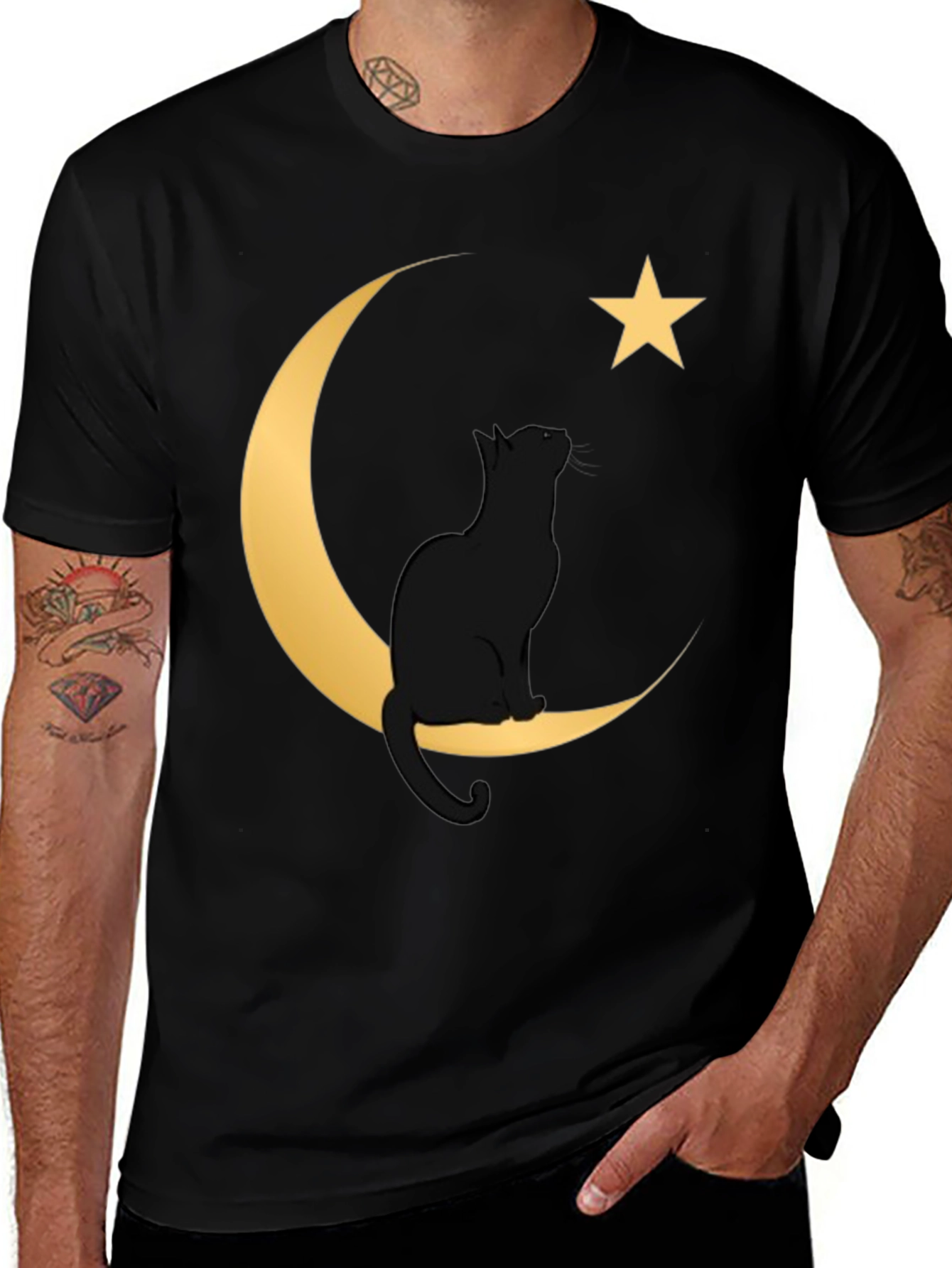 Variant 7 of Cat on Moon Graphic Tee