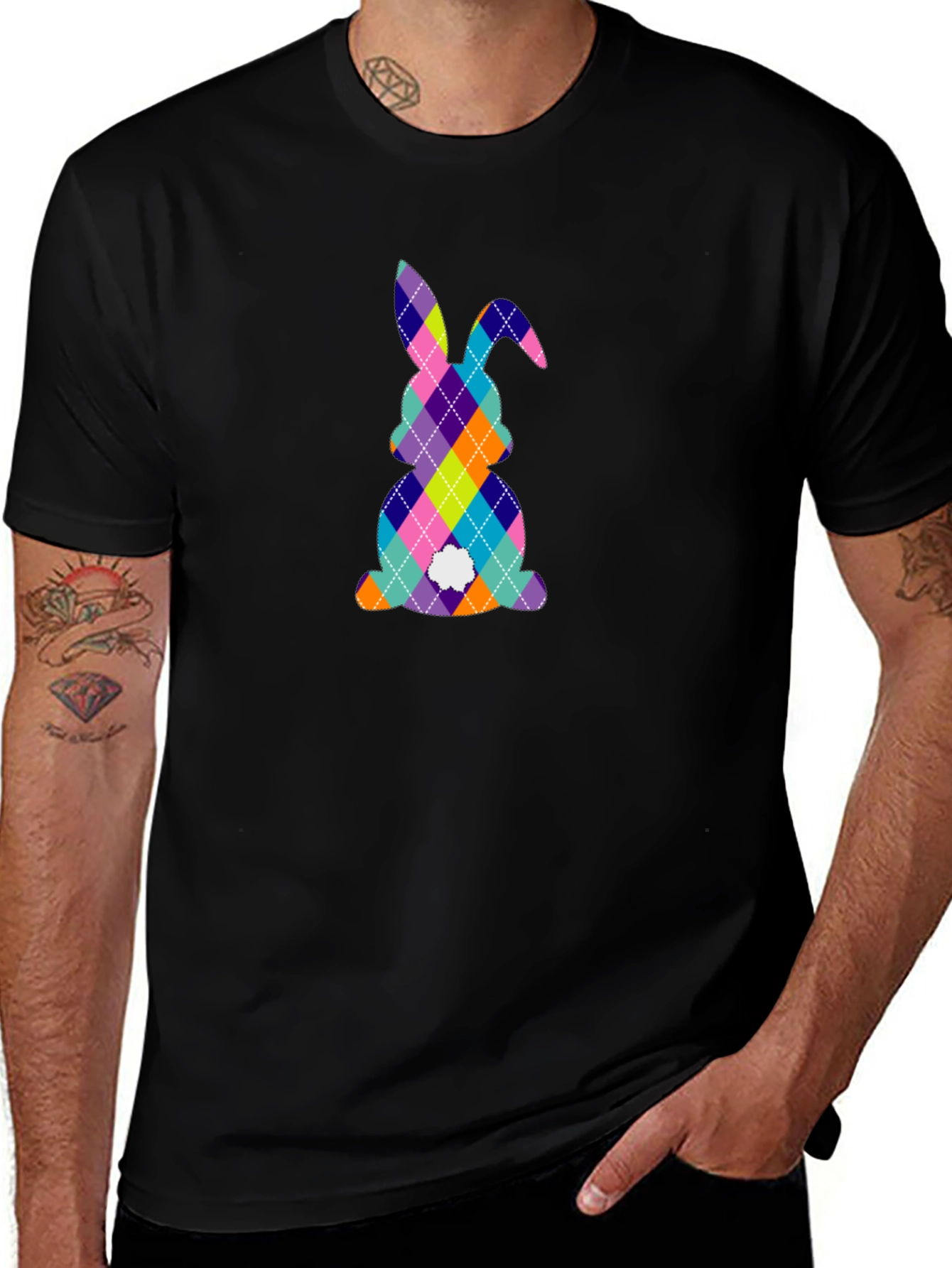 Variant 23 of Easter Bunny Argyle Pattern T-Shirt