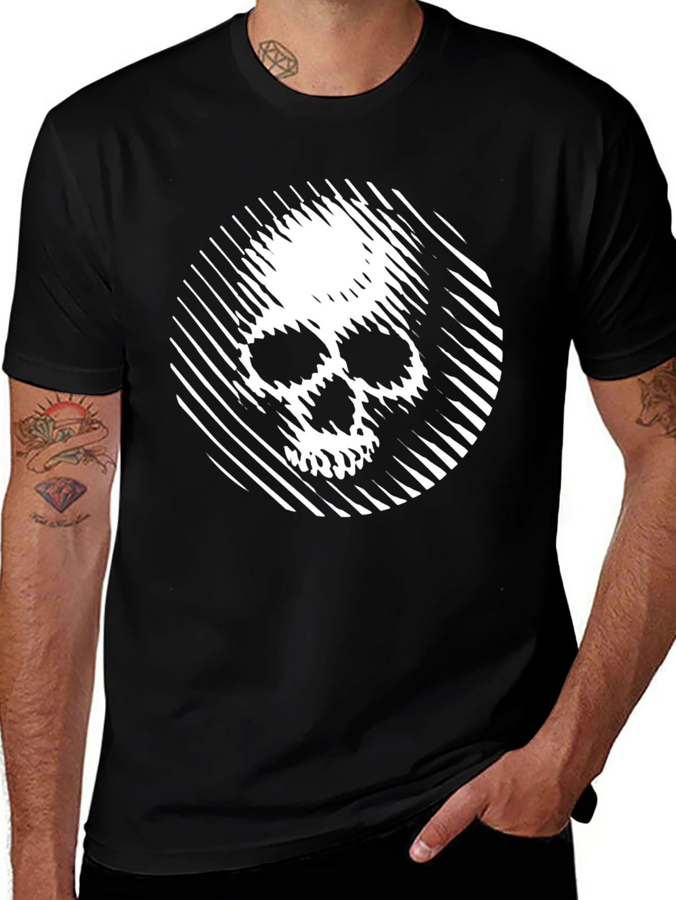 Variant 5 of Skull Graphic Black T-Shirt - Edgy Style