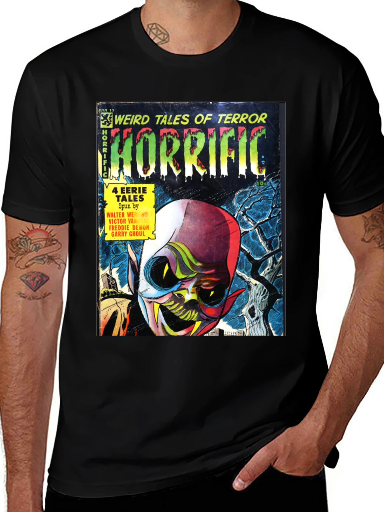 Black Horrific Comic Book T-Shirt main image