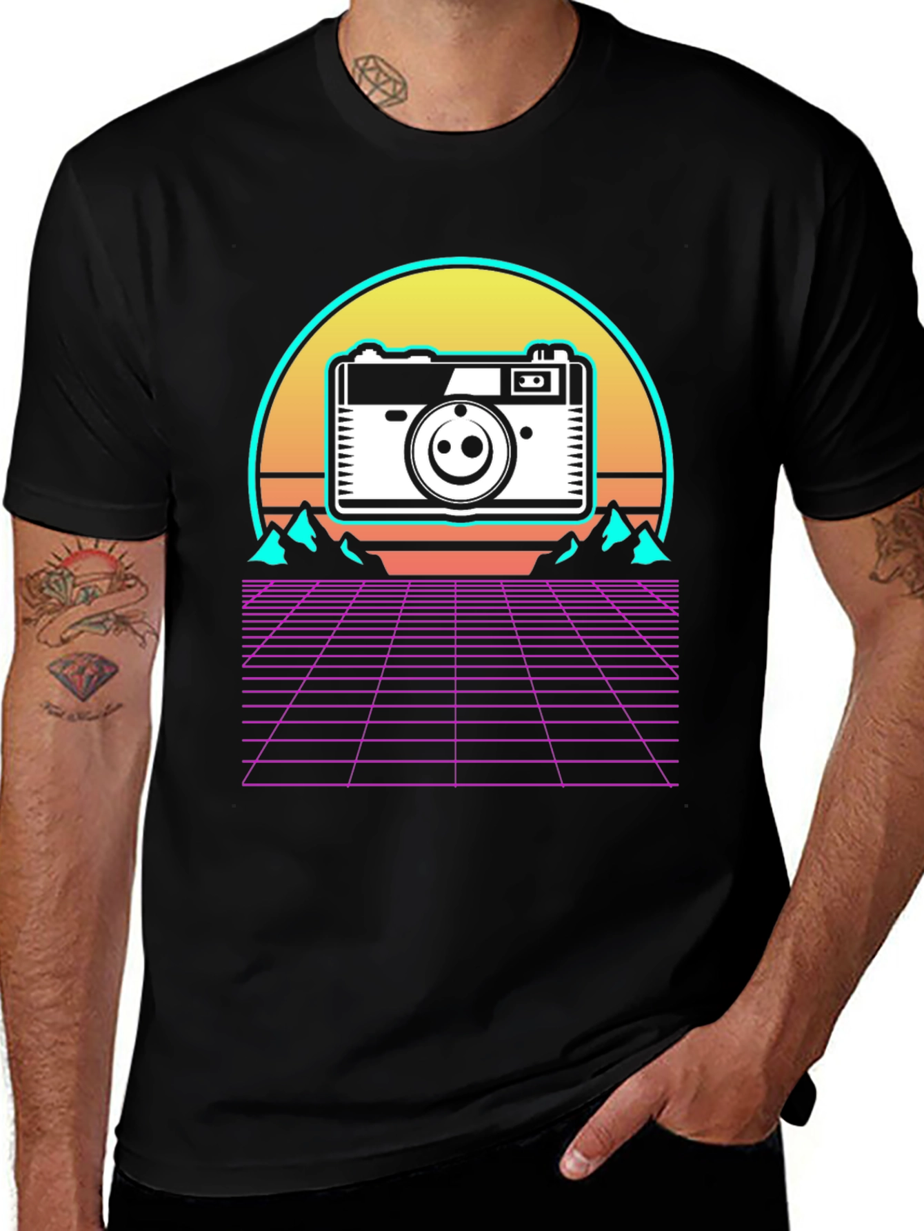 Variant 7 of Retro Camera Grid T-Shirt