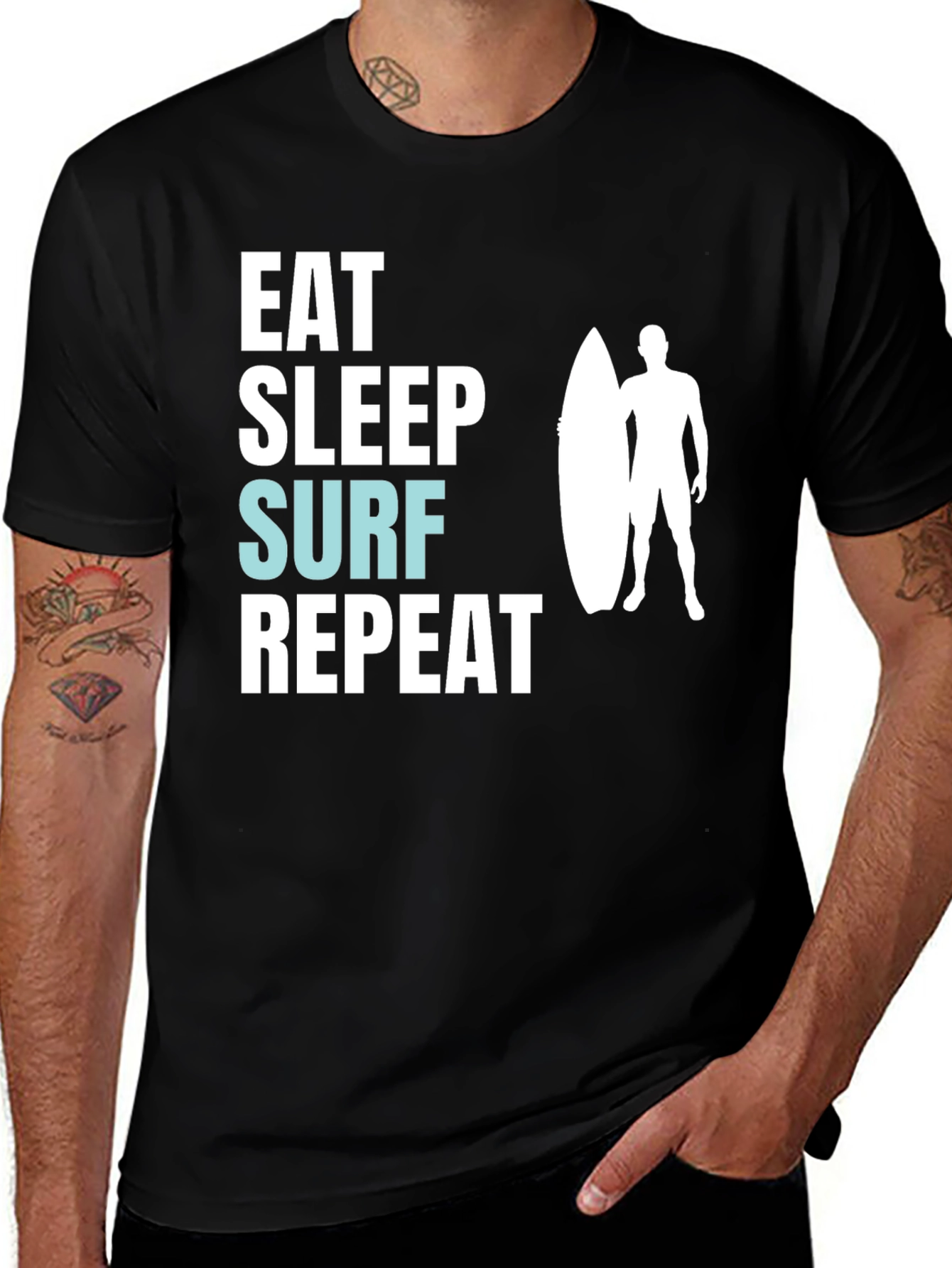 Variant 20 of Eat Sleep Surf Repeat Graphic Tee