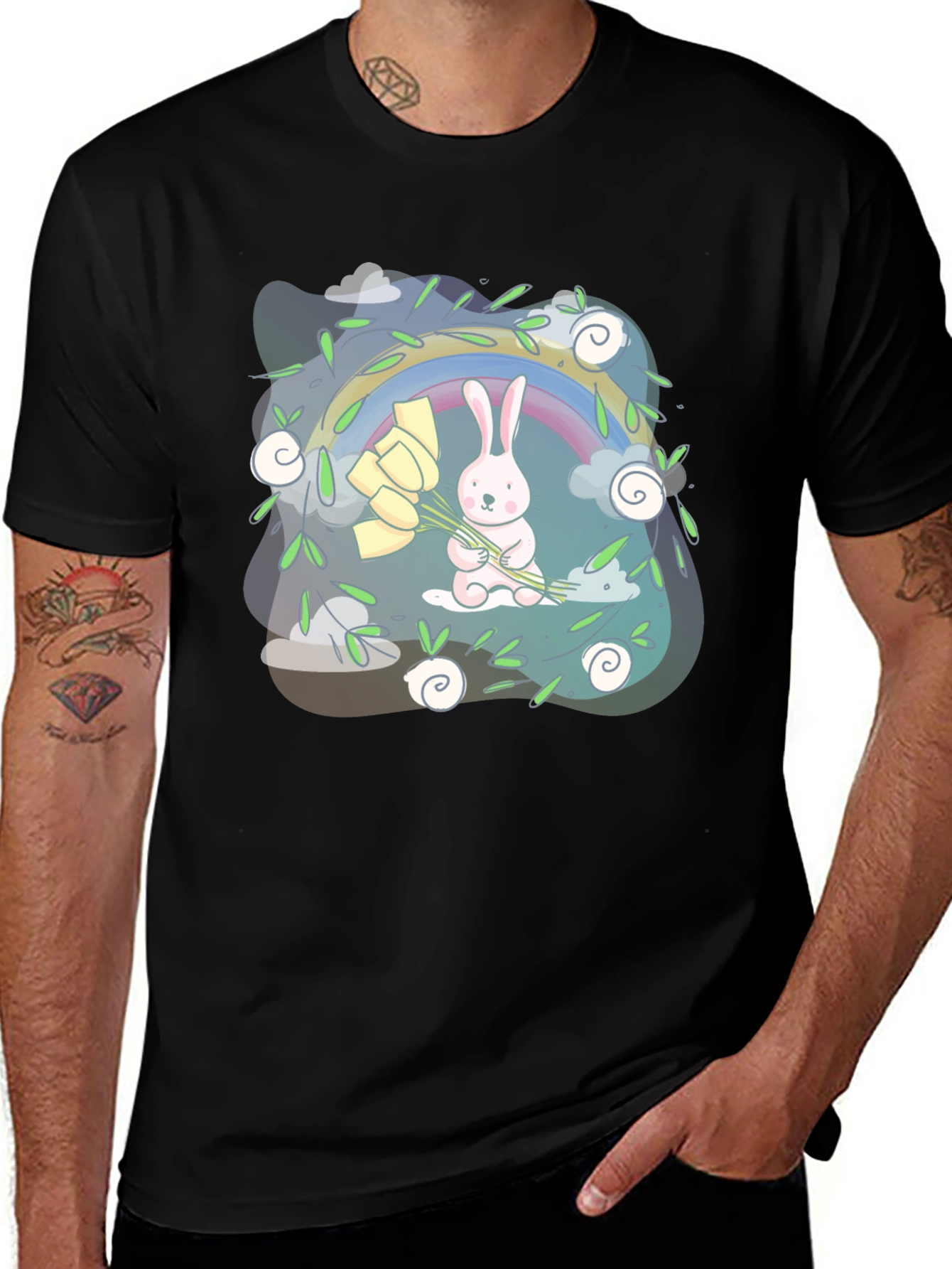 Variant 25 of Cute Bunny Rainbow Graphic Tee