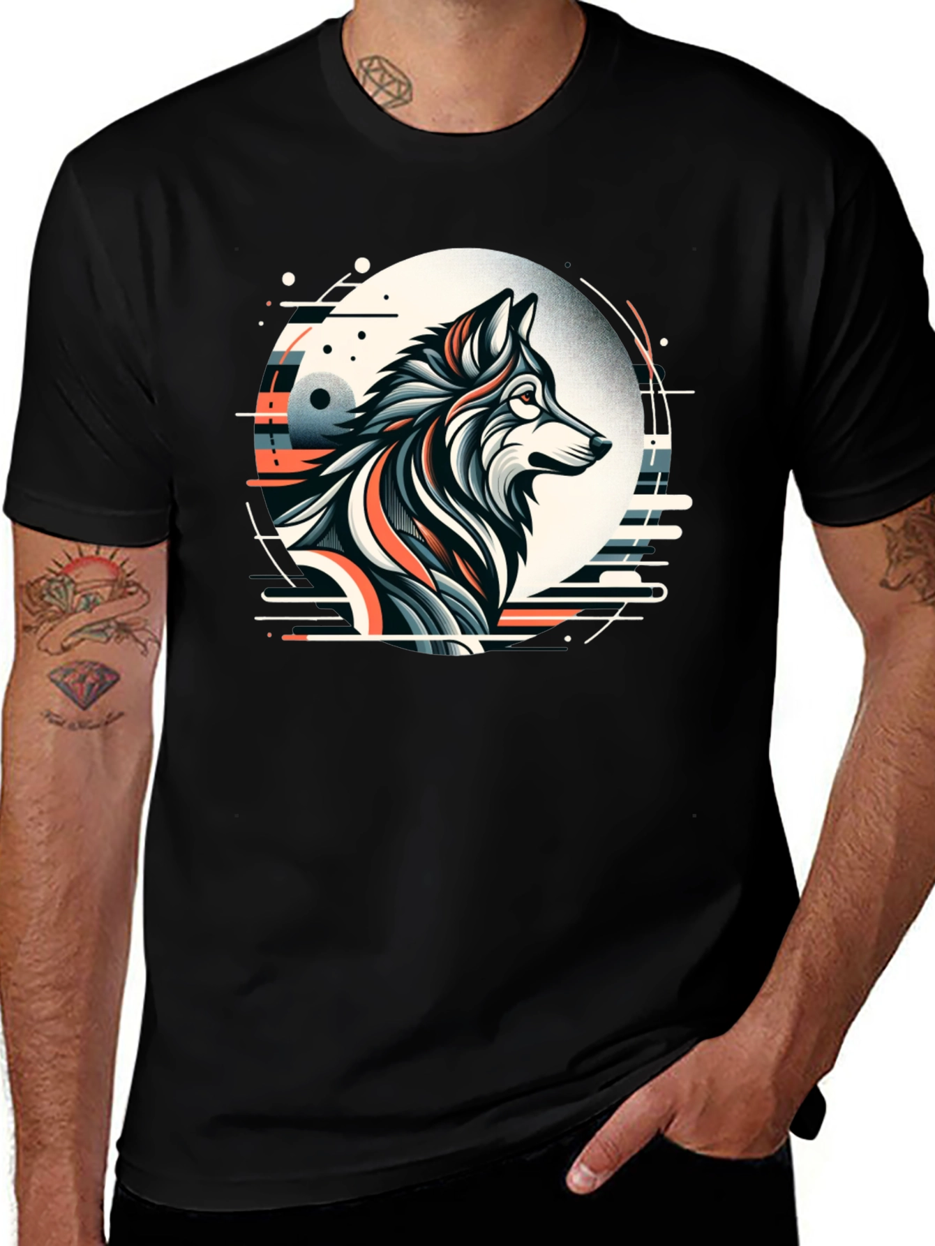 Variant 11 of Abstract Wolf Graphic Tee - Cool Art Design T-Shirt