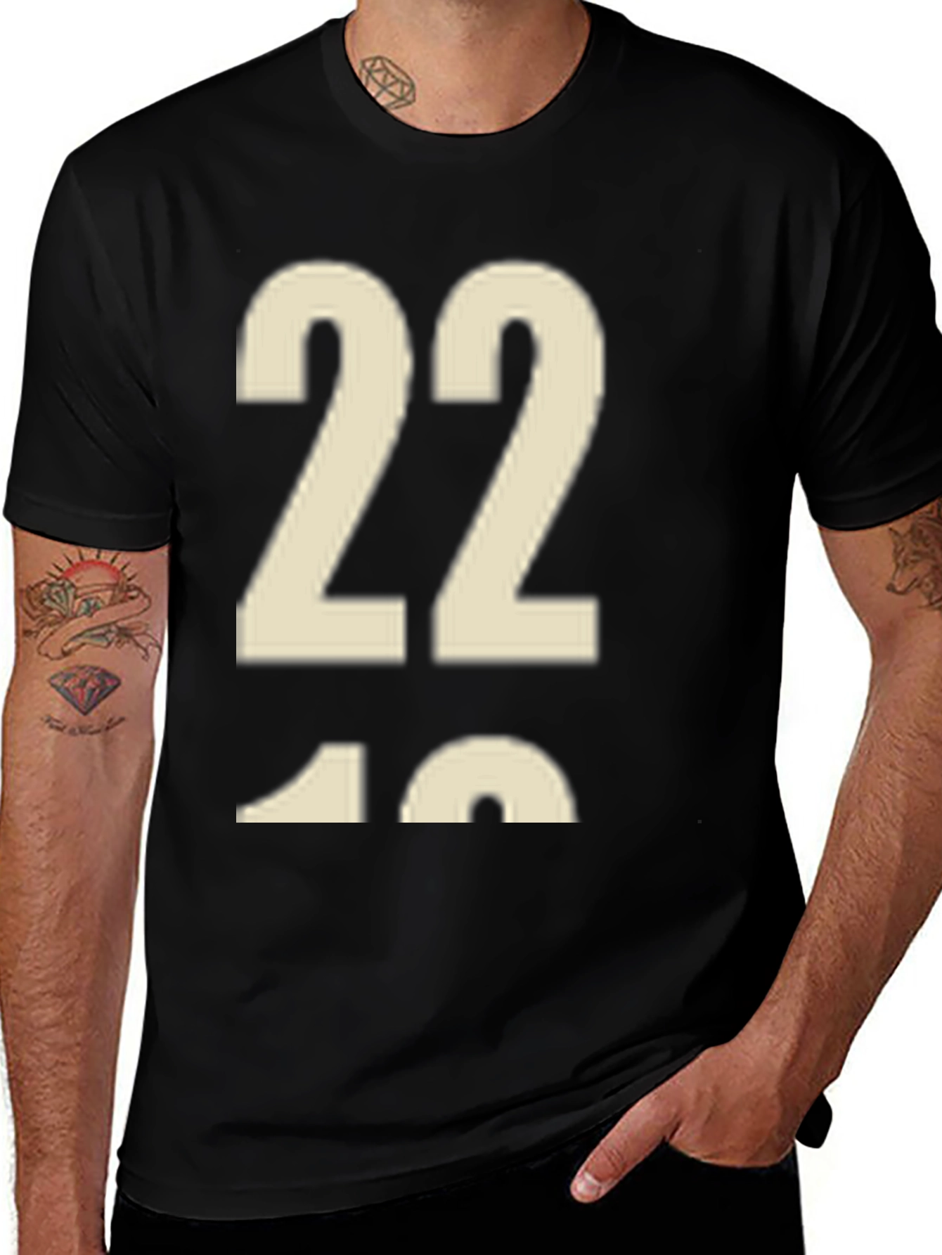 Variant 27 of Black T-shirt with Number 22 Graphic Print
