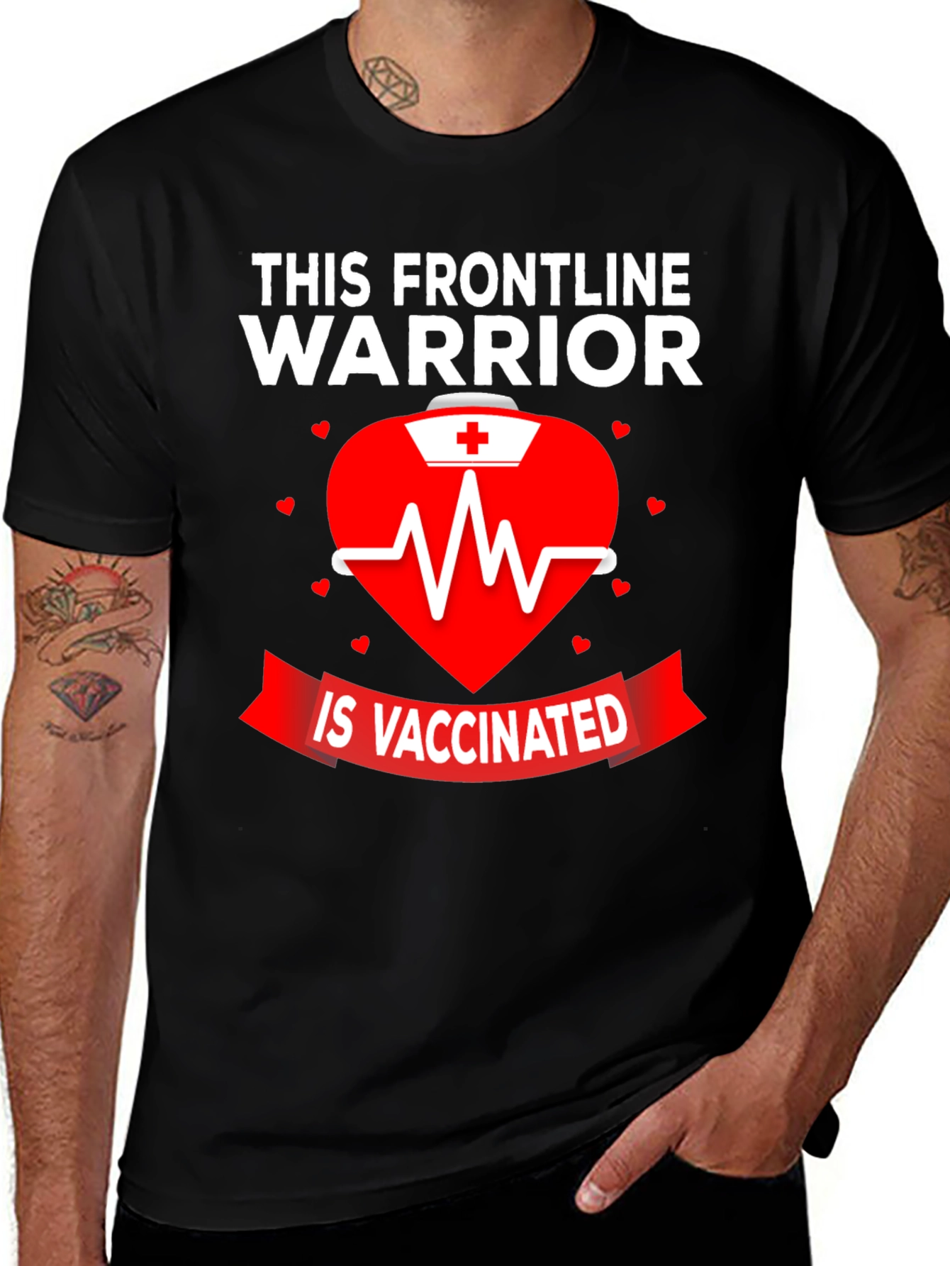 Variant 21 of Frontline Warrior Vaccinated Graphic Tee