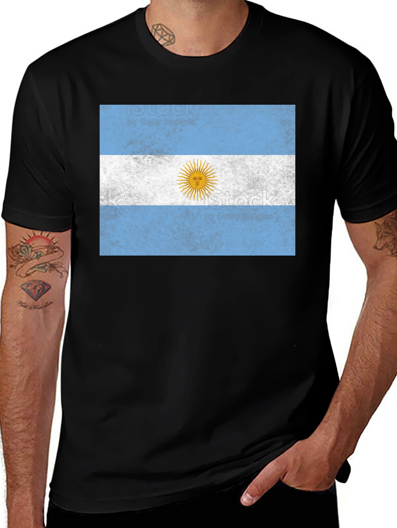 Argentina Flag Graphic T-Shirt - Black