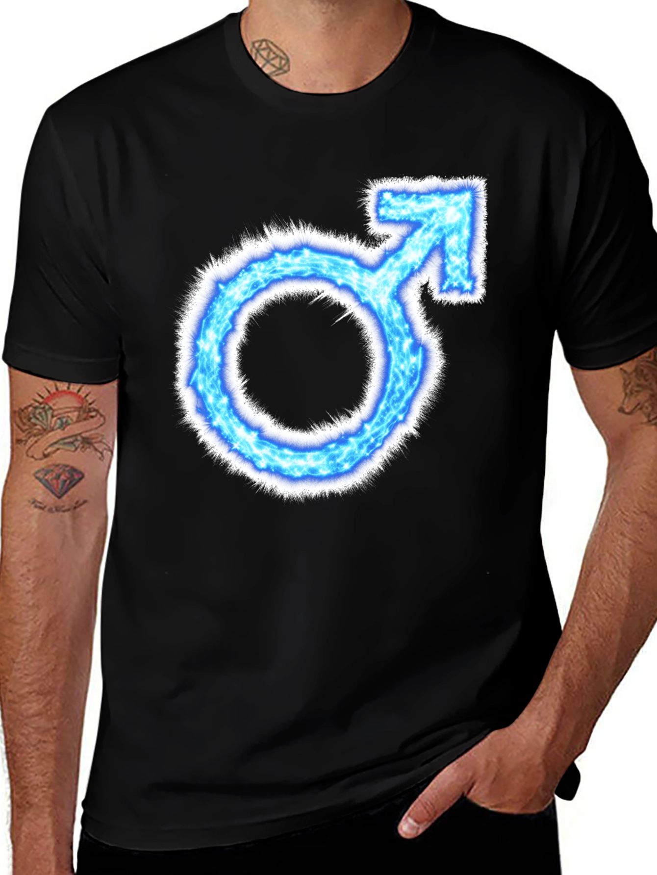 Electric Blue Male Symbol T-Shirt