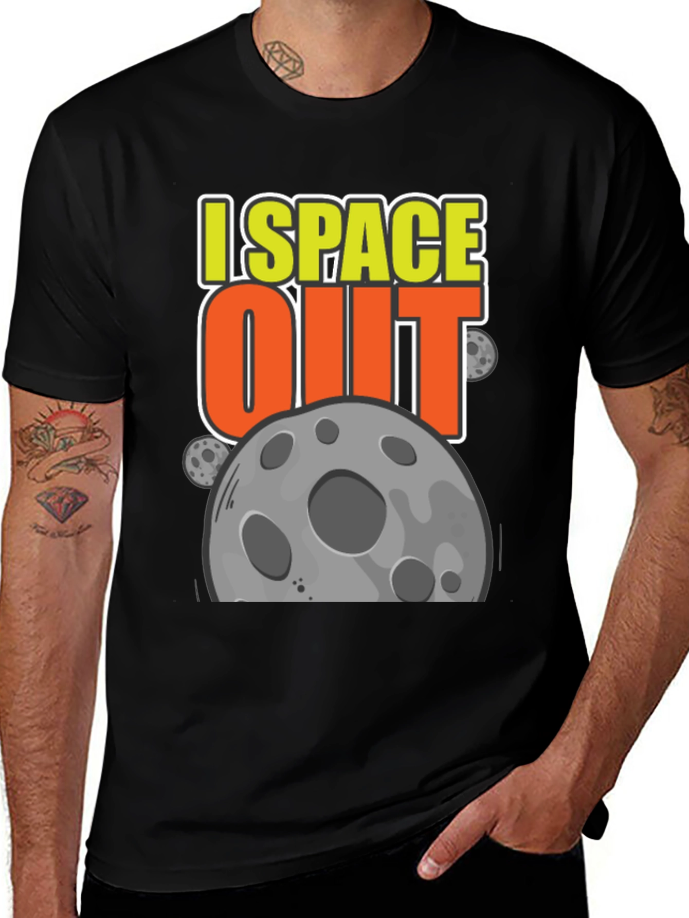 I Space Out Graphic Tee - Black Cotton T-Shirt