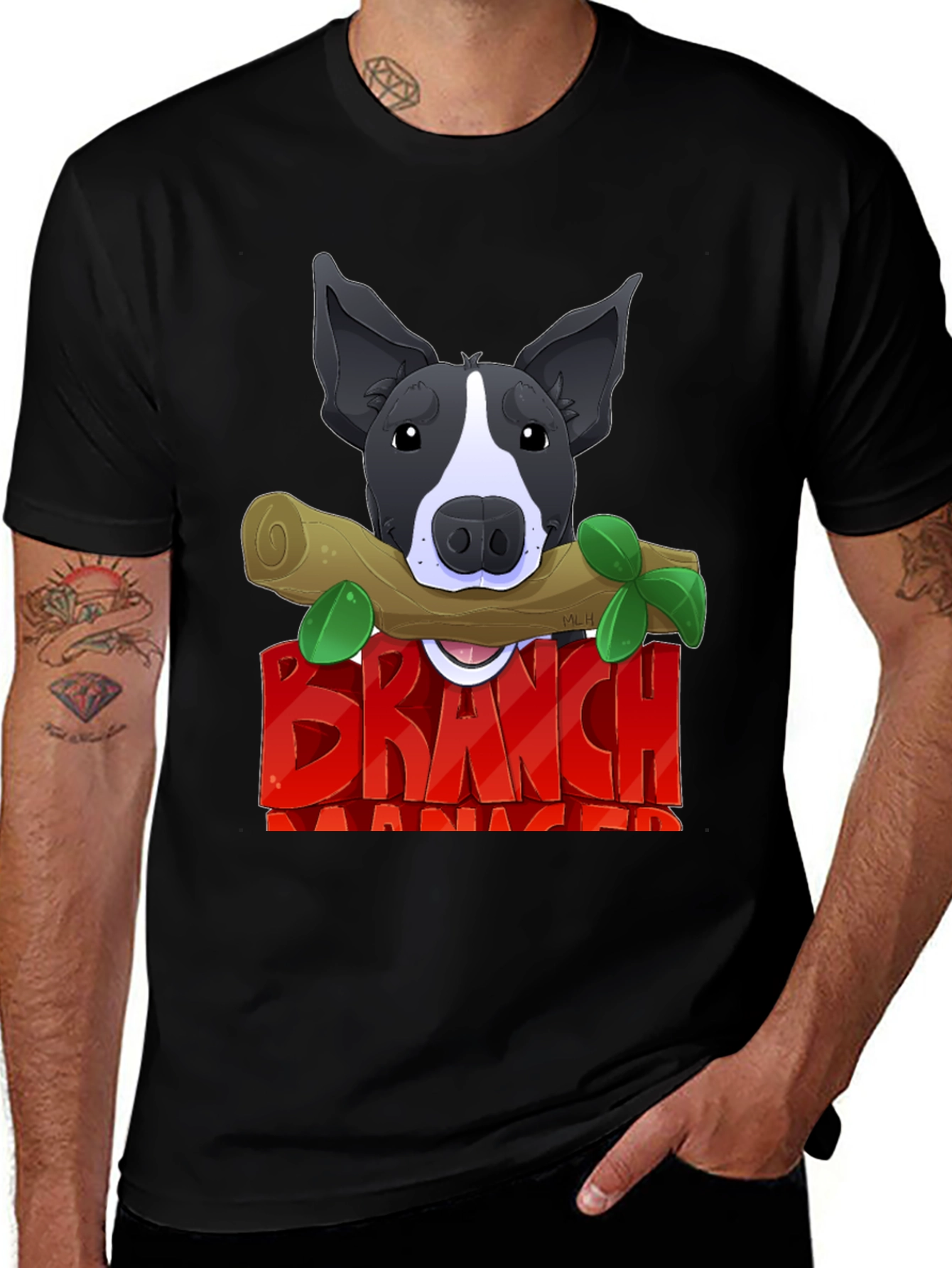 Variant 21 of Branch Manager Dog Graphic Tee - Black