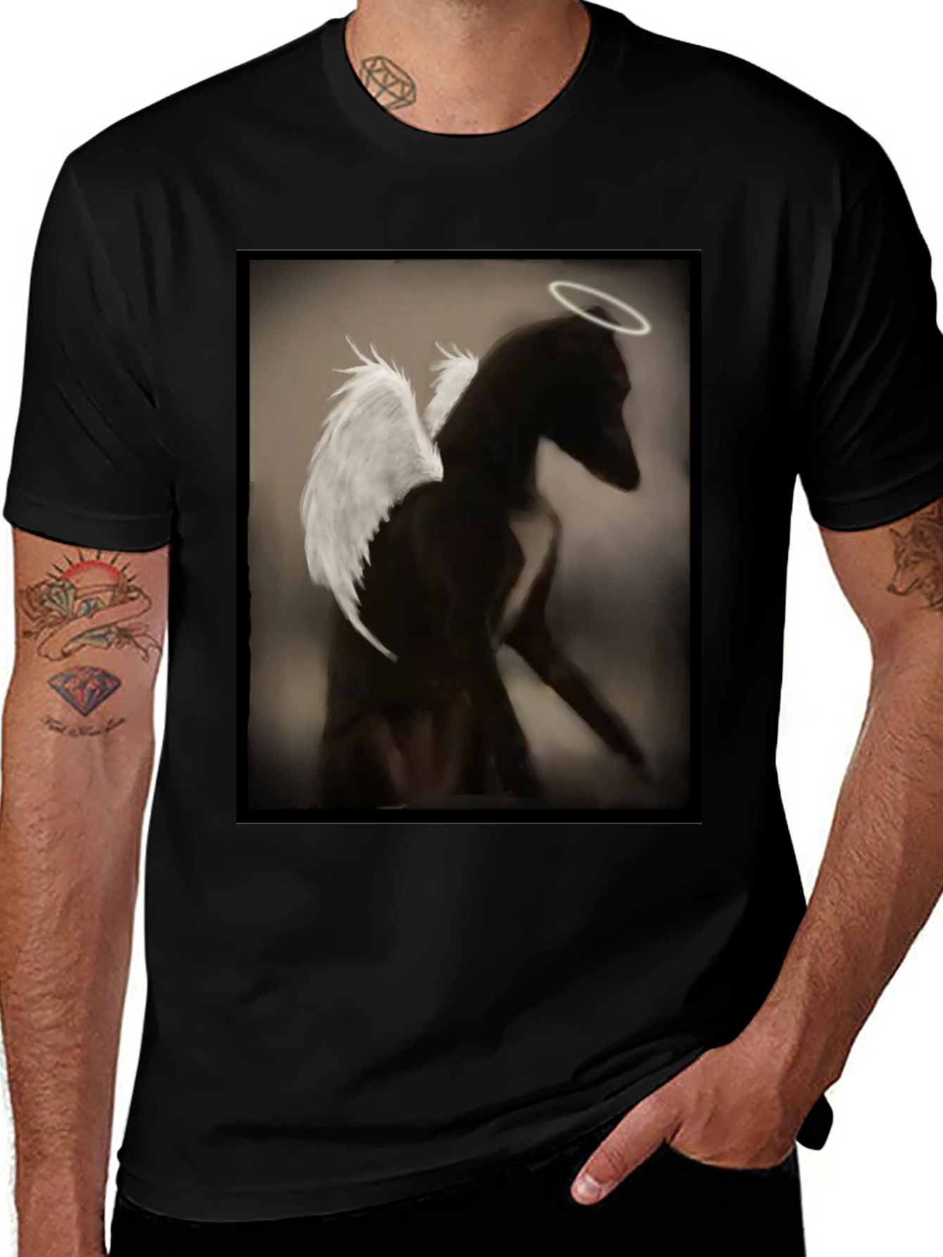 Angel Dog Graphic Tee - Soft Cotton Comfort