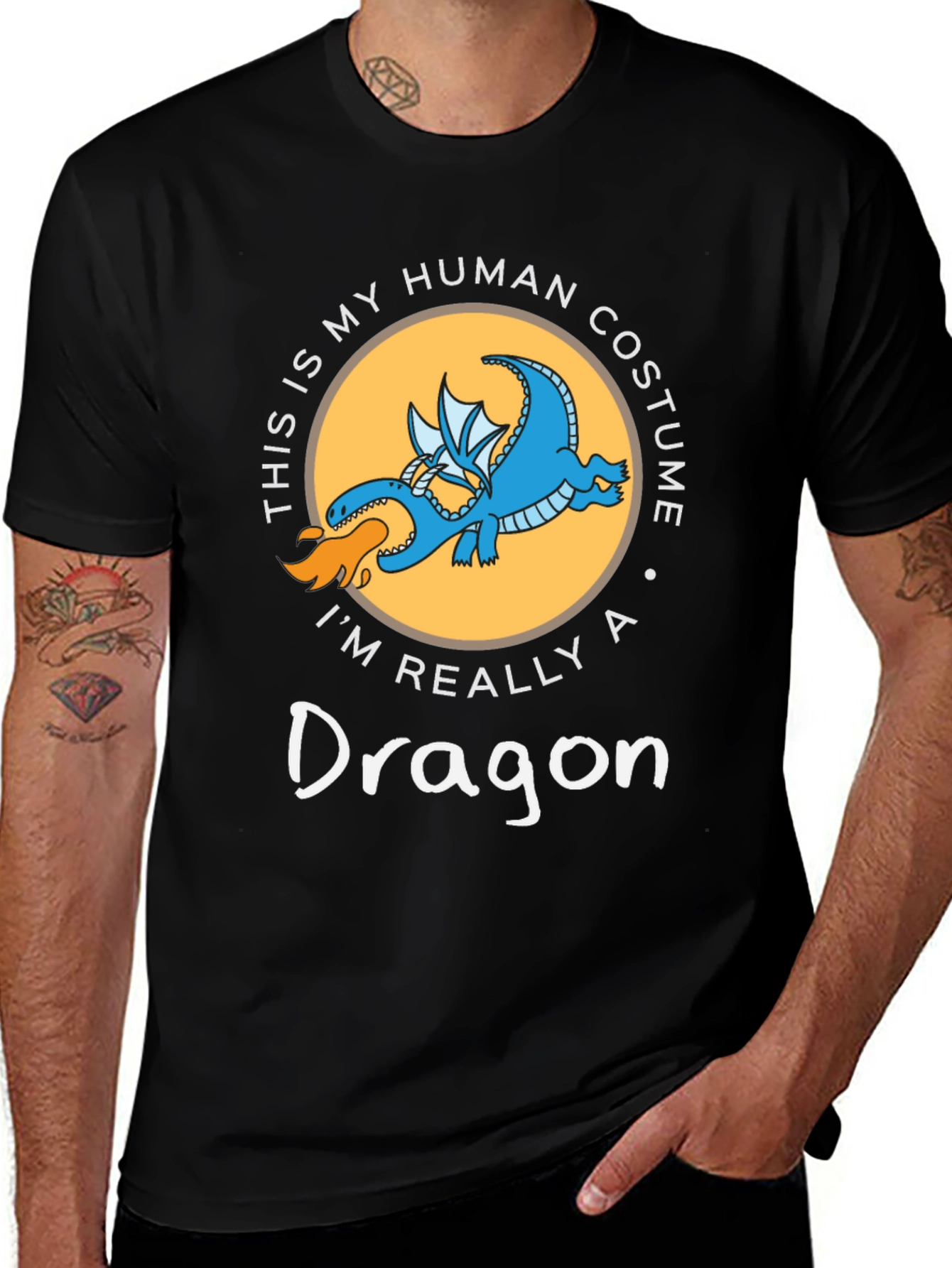 Variant 19 of Funny Dragon Human Costume Graphic T-Shirt