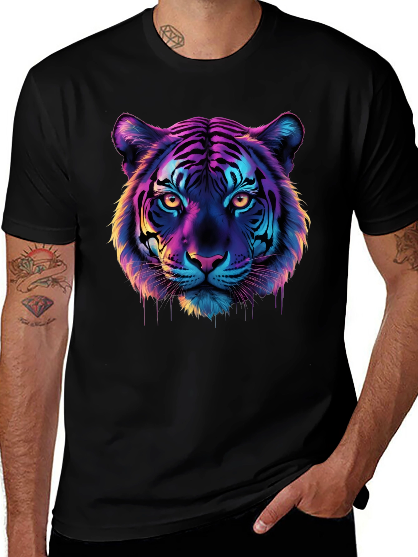 Variant 4 of Vivid Tiger Graphic Tee - Bold Style