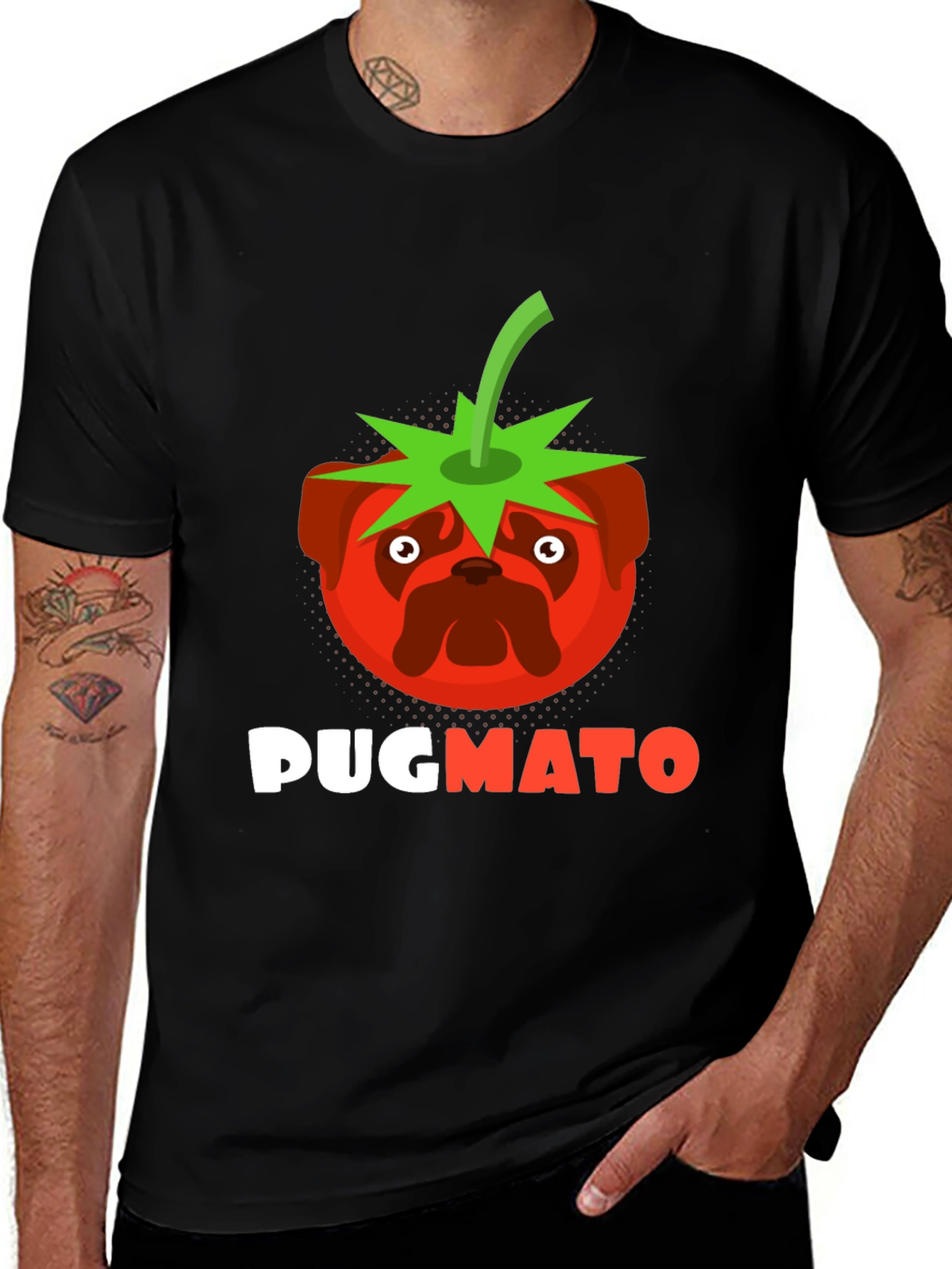 Variant 8 of Pug Tomato Graphic T-Shirt - "Pugmato"