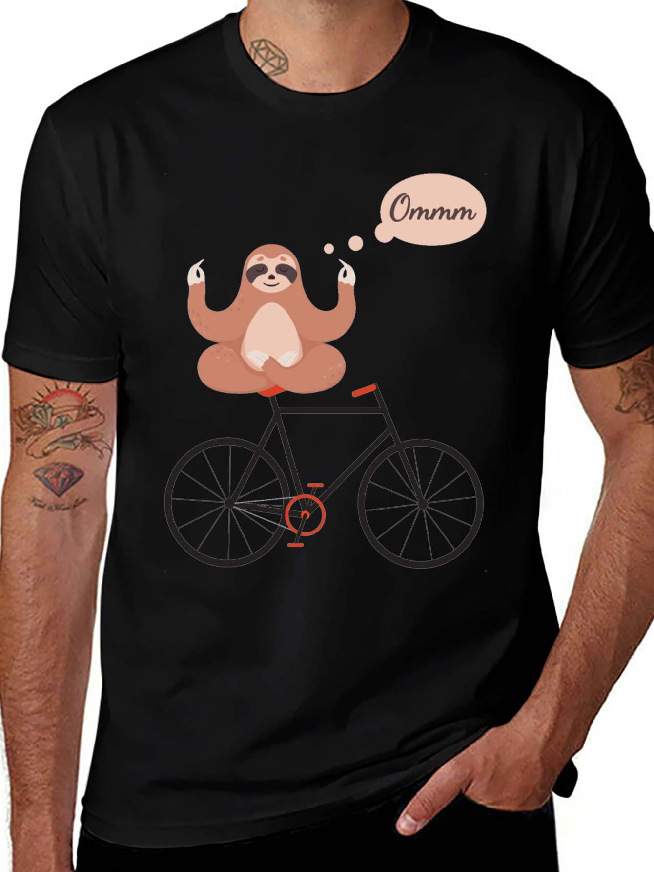 Variant 13 of Yoga Sloth on Bike Graphic Tee - Relaxed & Funny