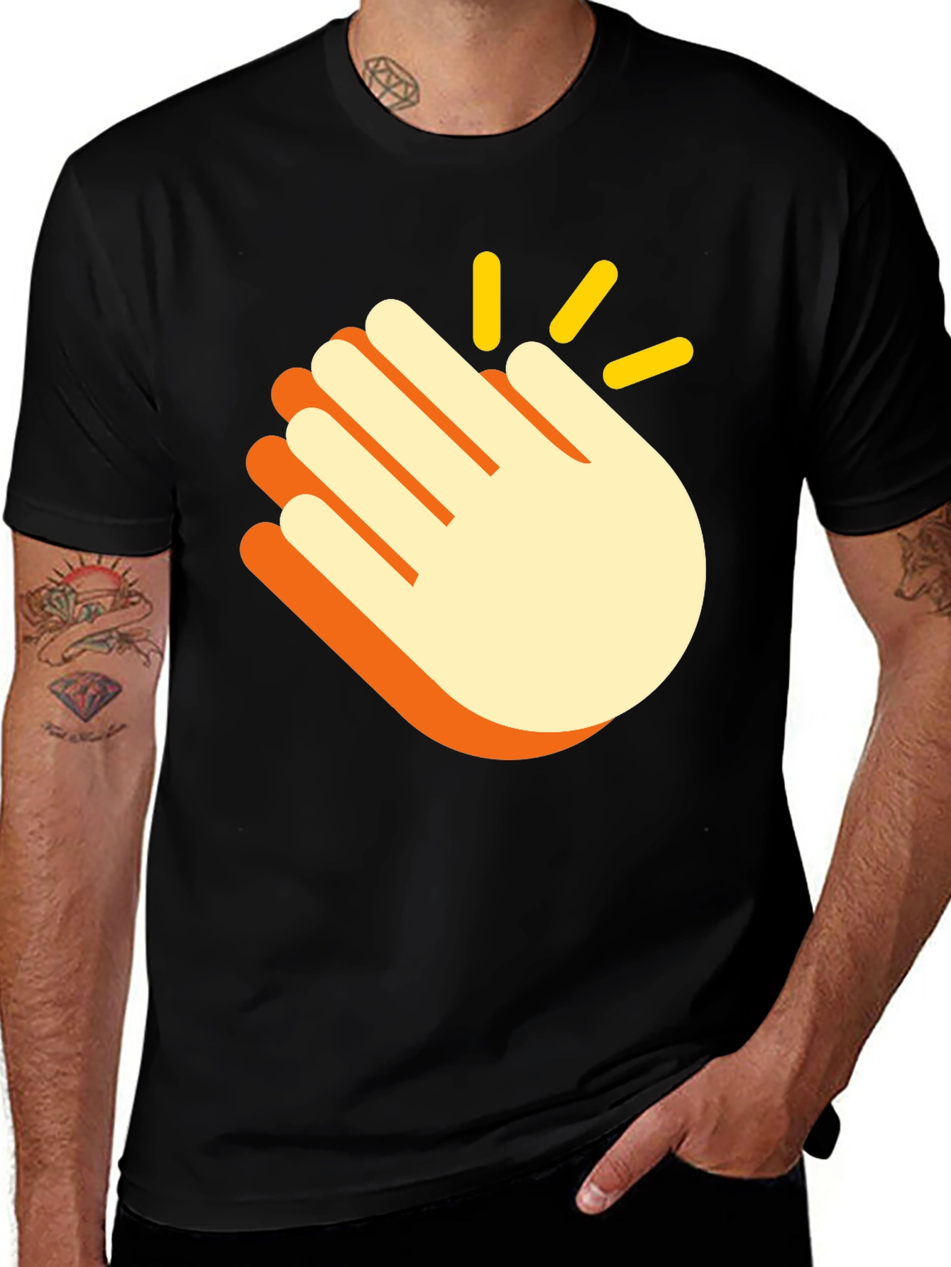Variant 22 of Clapping Hands Emoji Black T-Shirt