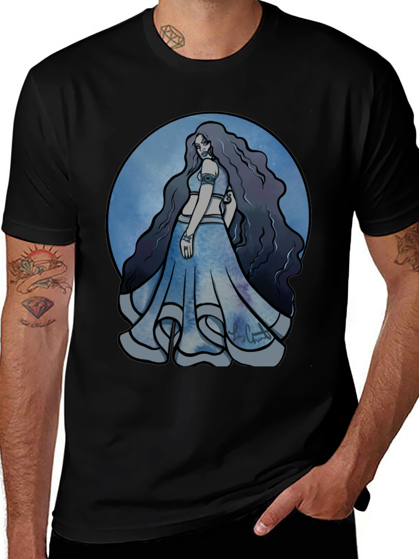 Variant 15 of Mystic Maiden Graphic Tee - Black Cotton Blend