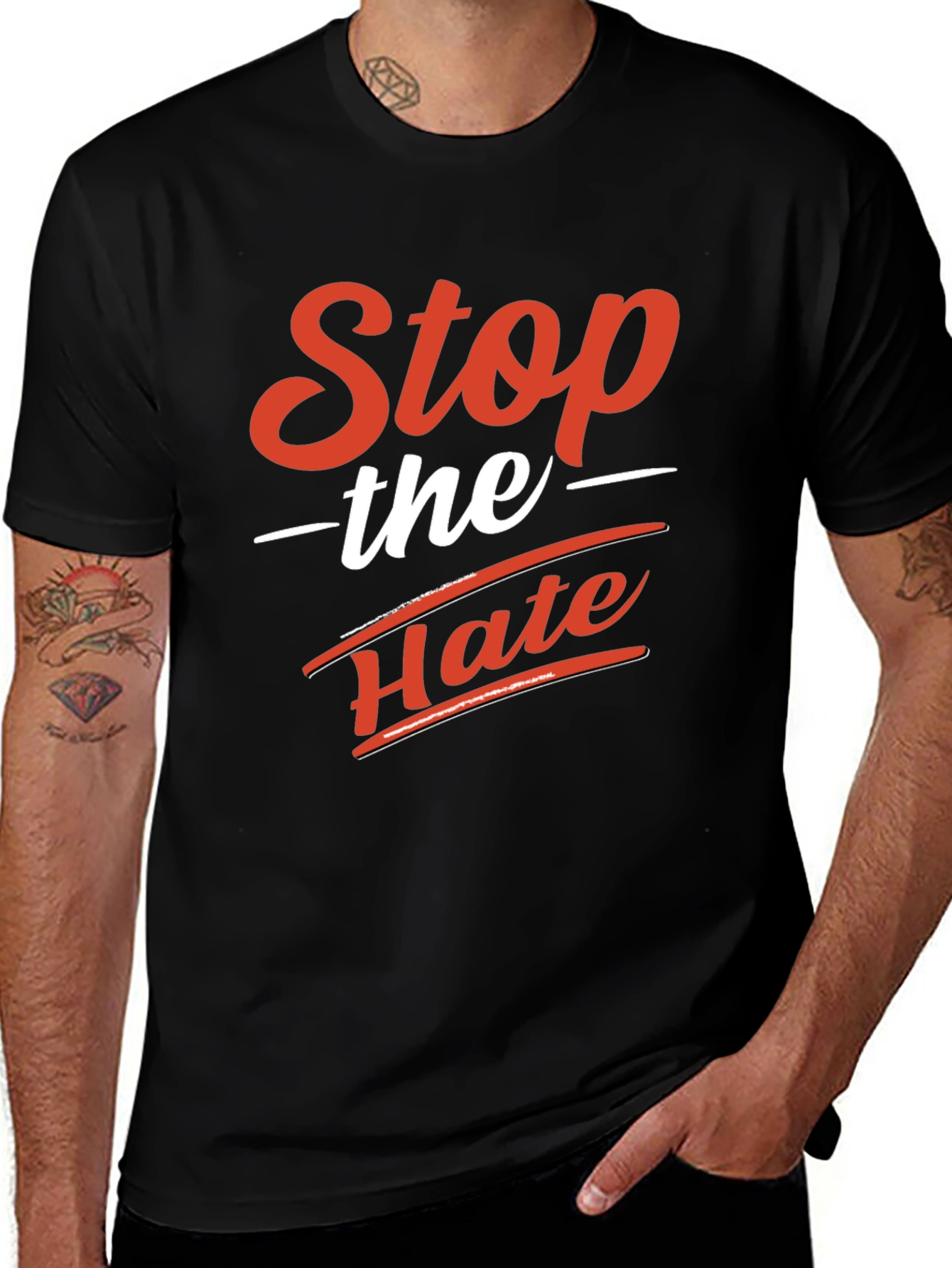 Stop The Hate Graphic Tee - Black Crewneck