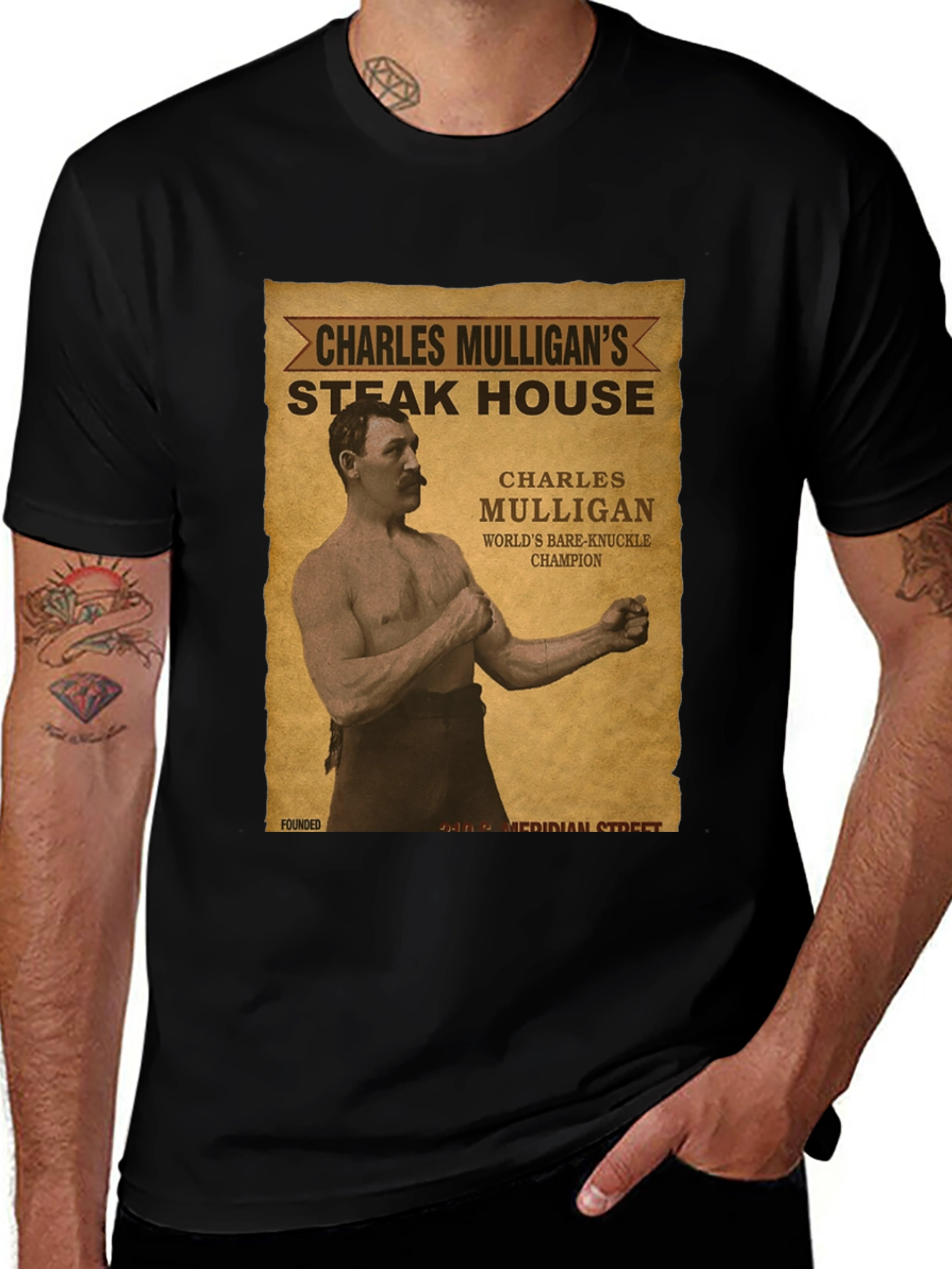 Variant 29 of Charles Mulligan's Steak House T-Shirt