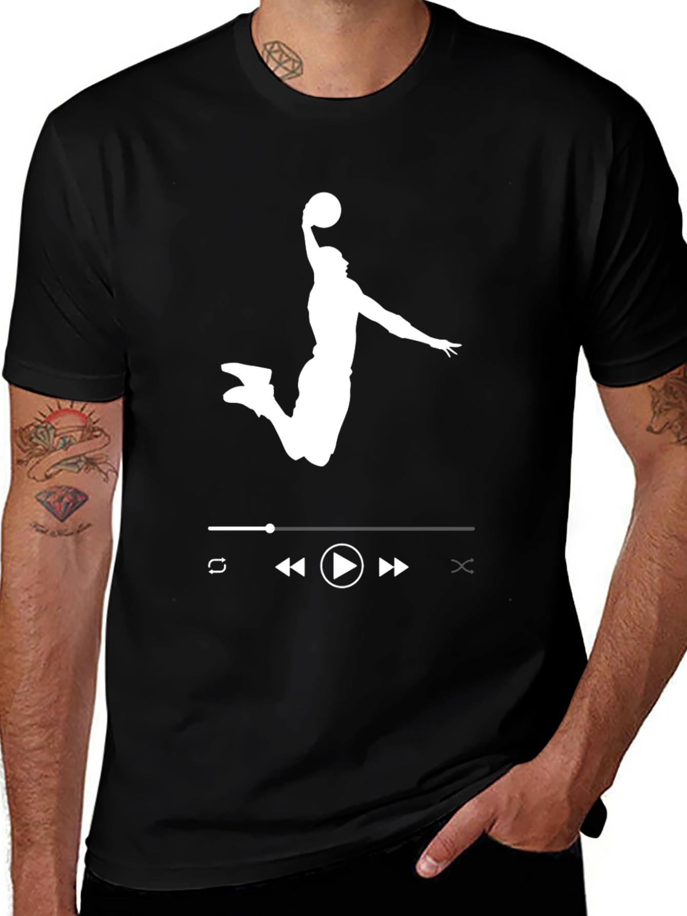 Variant 10 of Basketball Player Music Control Graphic T-Shirt