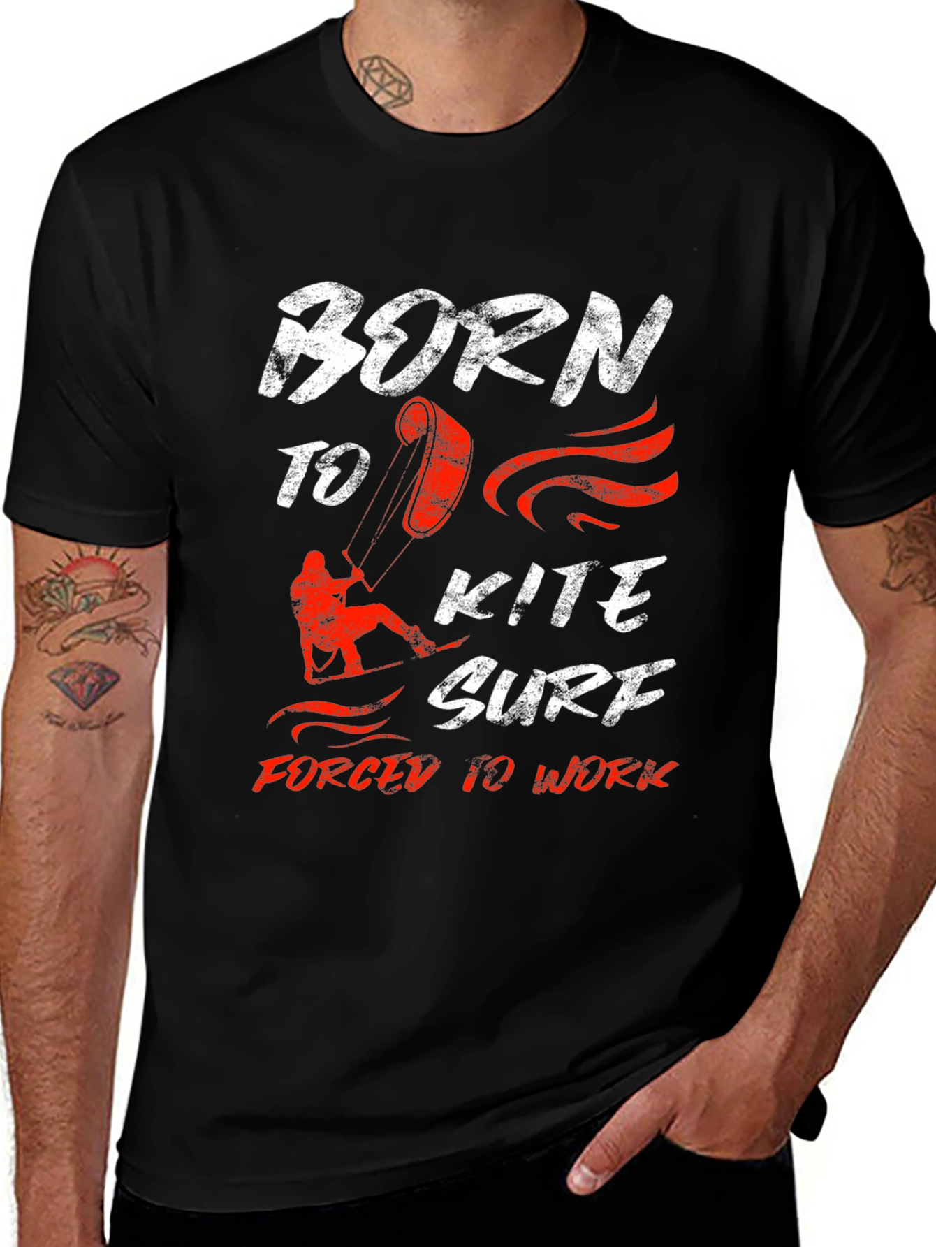 Variant 29 of Born to Kite Surf T-Shirt: Kitesurfing Graphic Tee
