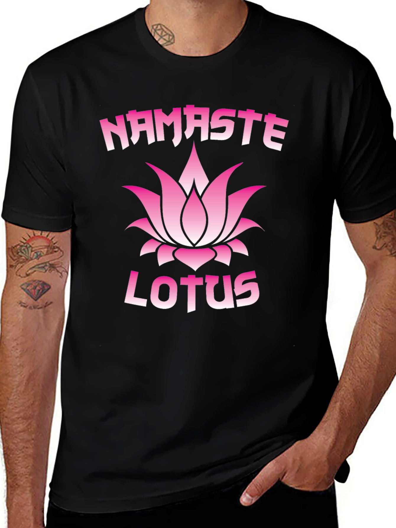 Variant 8 of Namaste Lotus Graphic Tee - Black Yoga Shirt