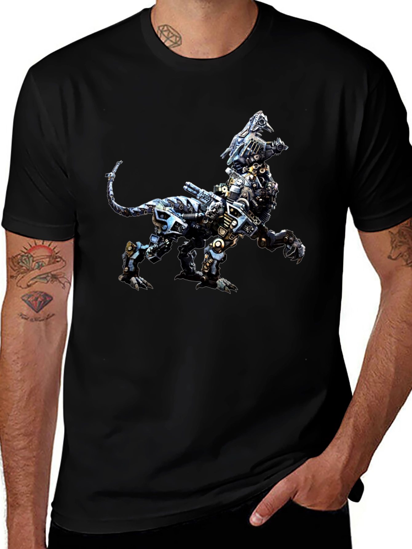 Variant 14 of Robotic Lion Graphic Tee - Cool Animal Print Shirt
